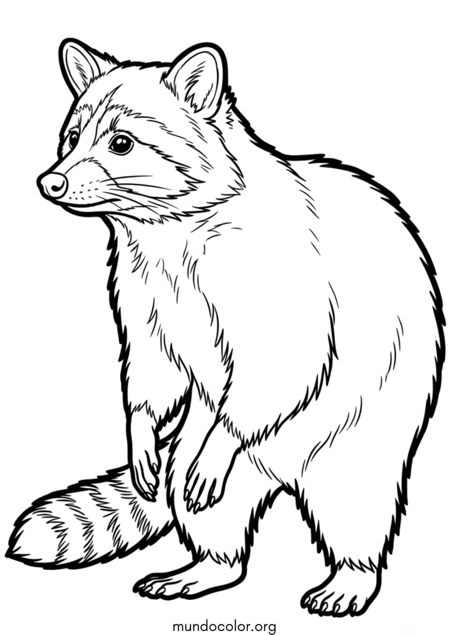Dibujo de Mapache realista para imprimir Dibujo de Mapache realista para colorear