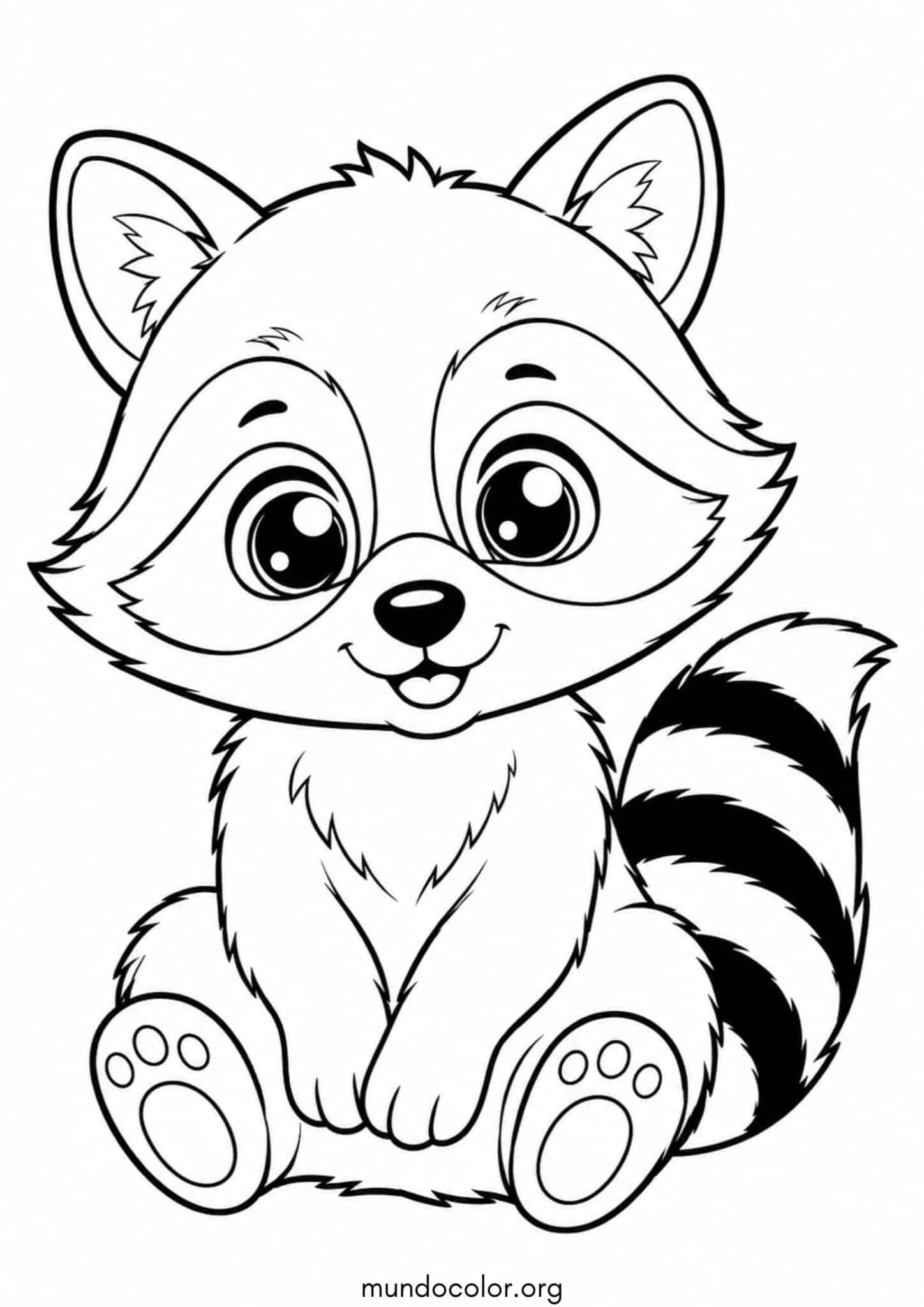 Dibujo de Mapache tierno para colorear