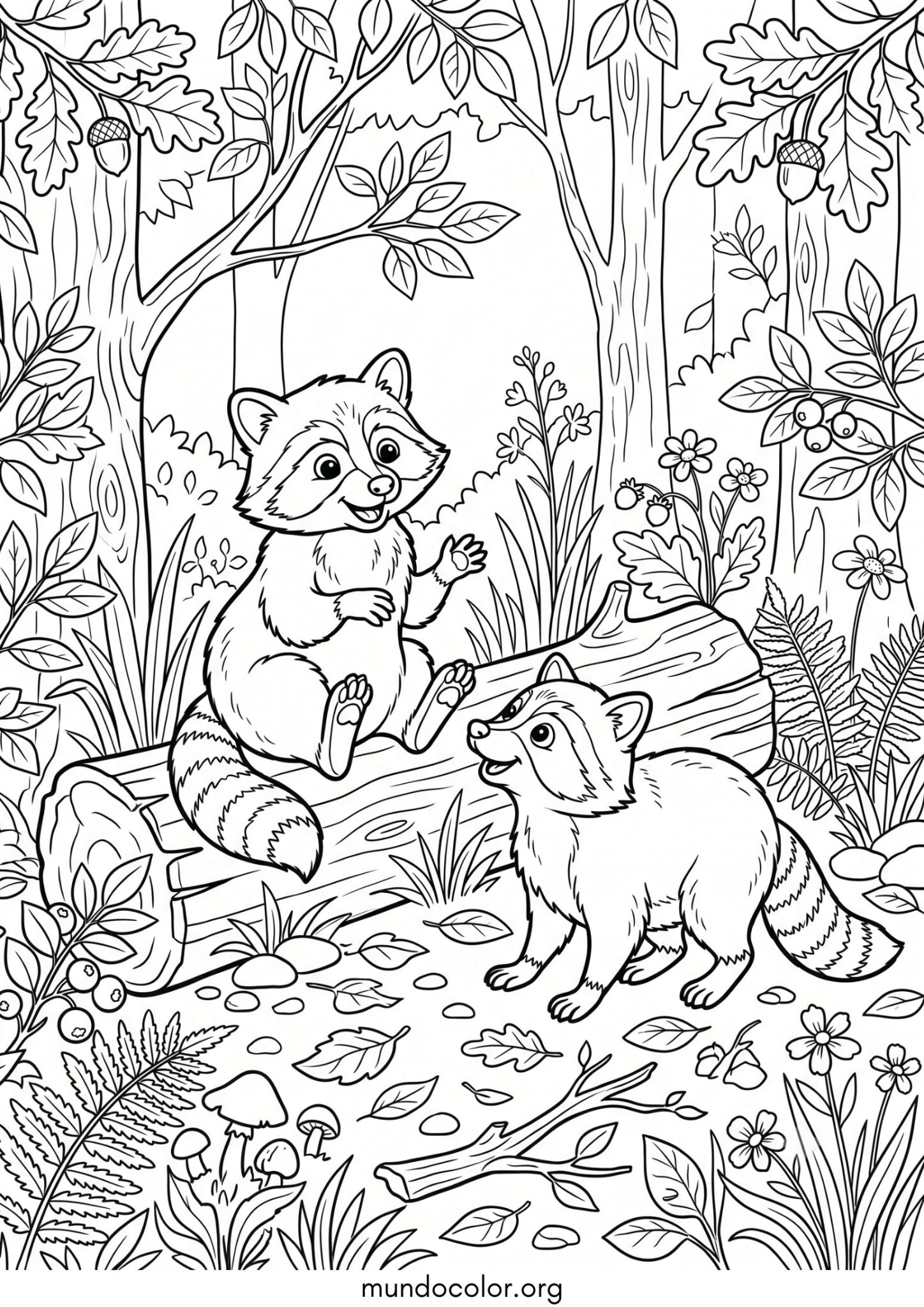 Dibujo de Mapaches para colorear