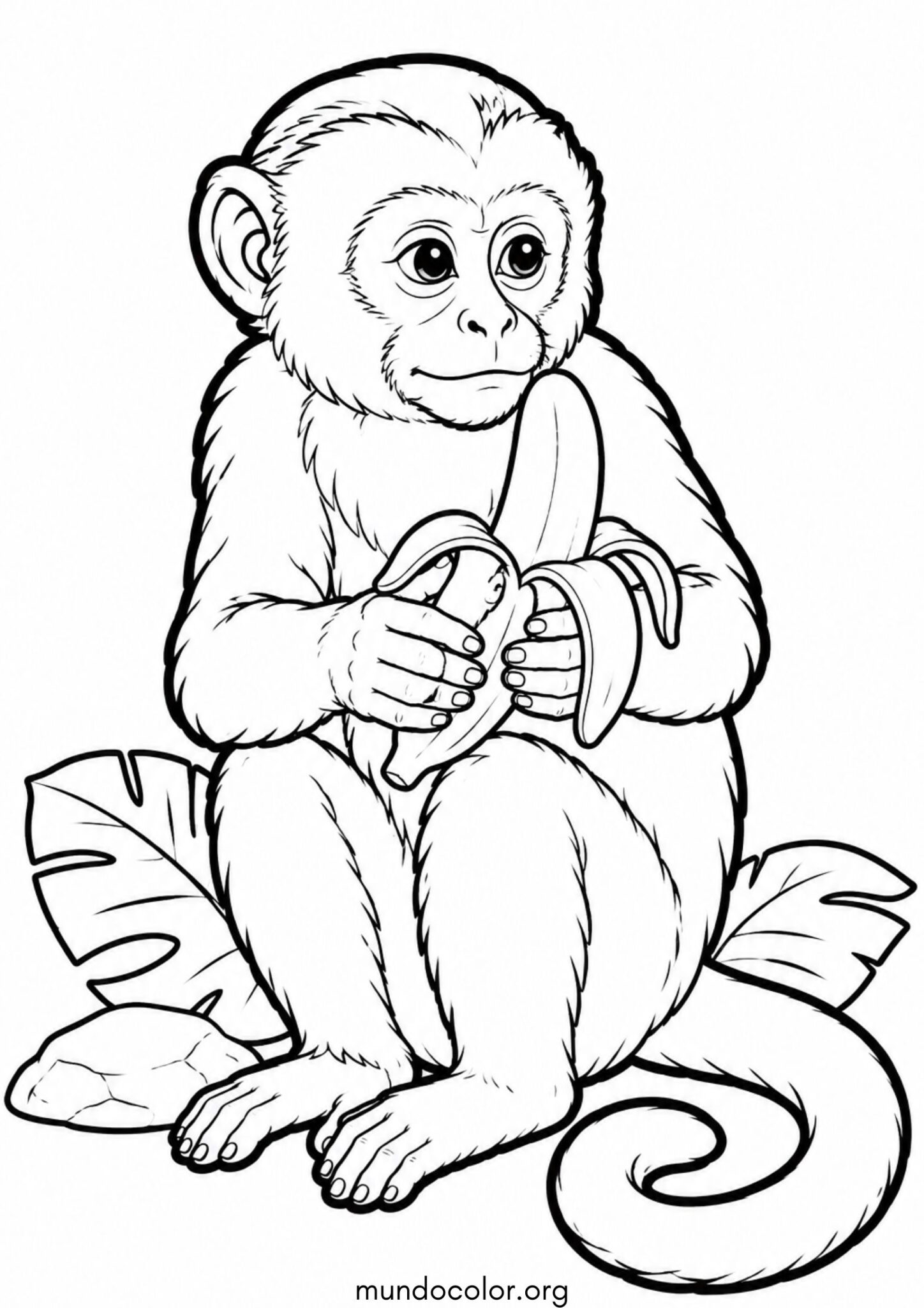Dibujo de Mono con un plátano para colorear