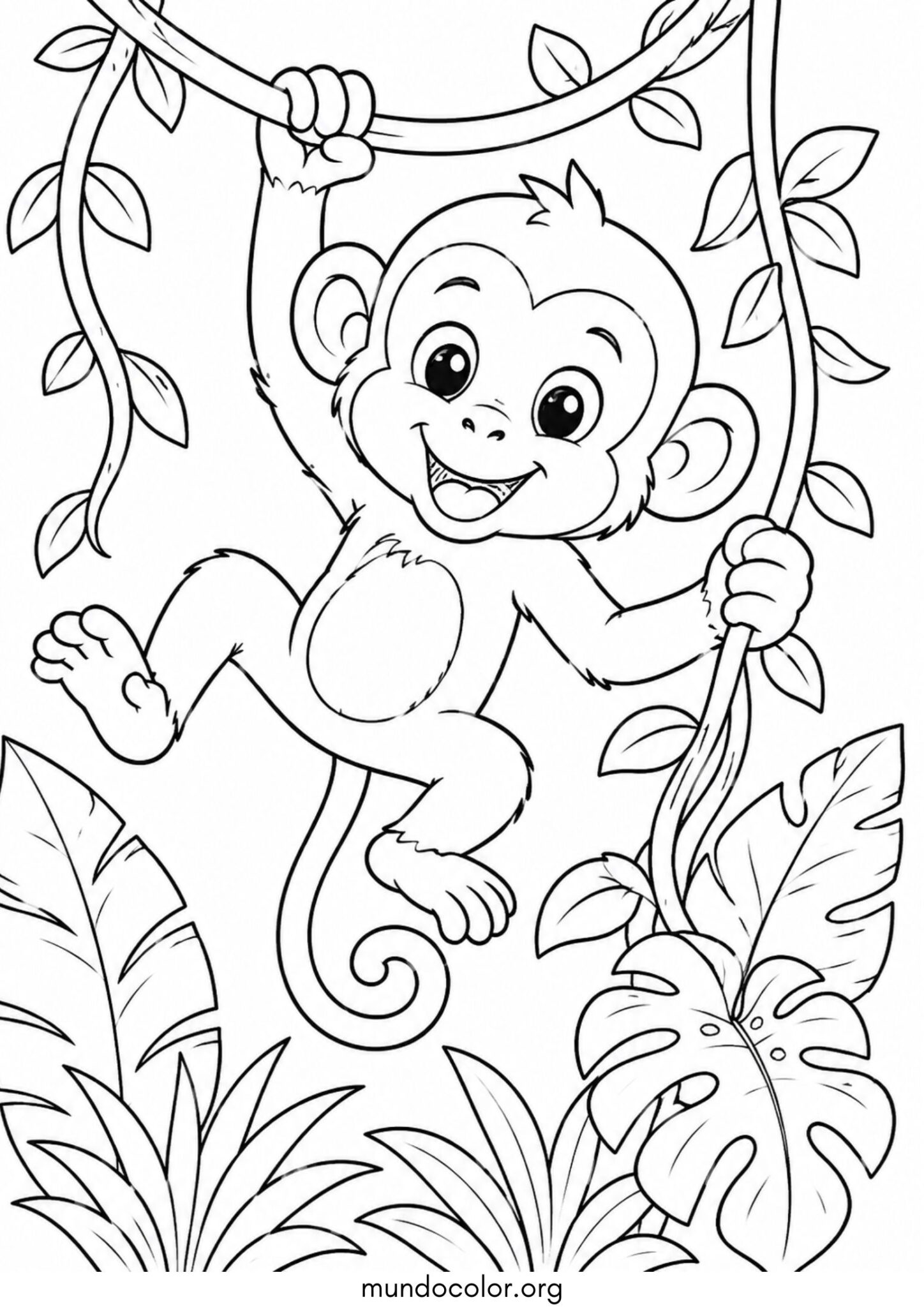 Dibujo de Mono en la selva para colorear
