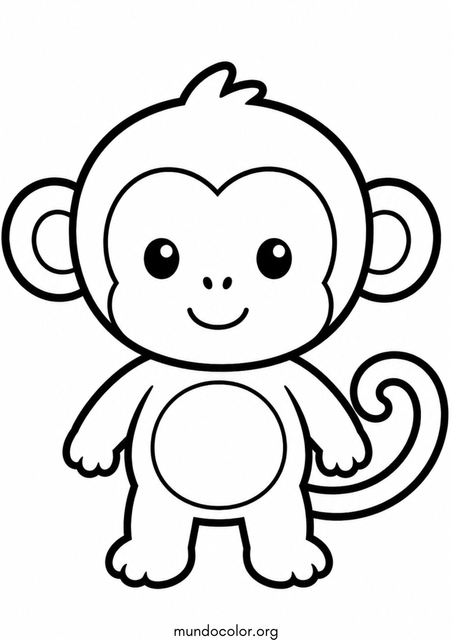 Dibujo de Mono fácil para niños pequeños para colorear