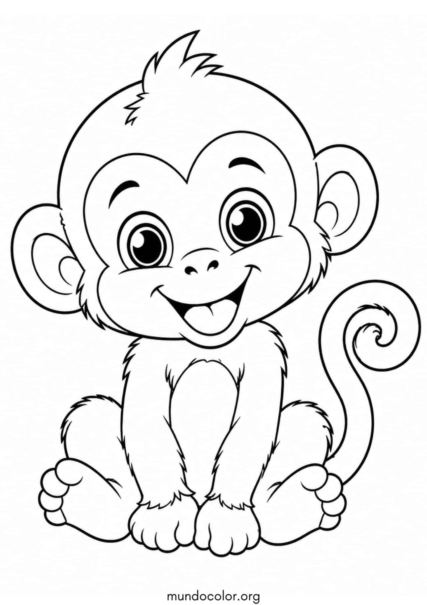Dibujo de Mono kawaii lindo para colorear