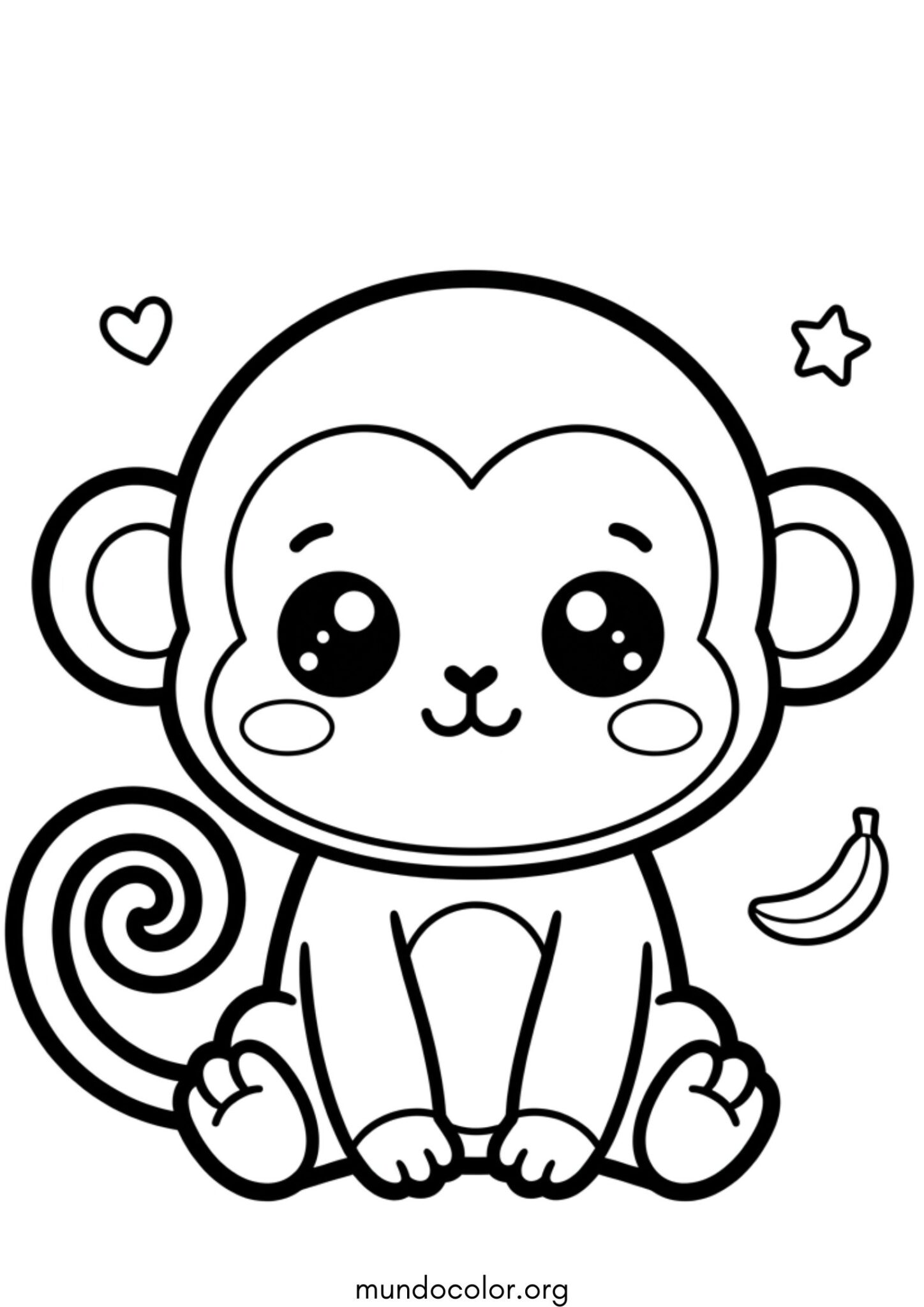 Dibujo de Mono kawaii para colorear