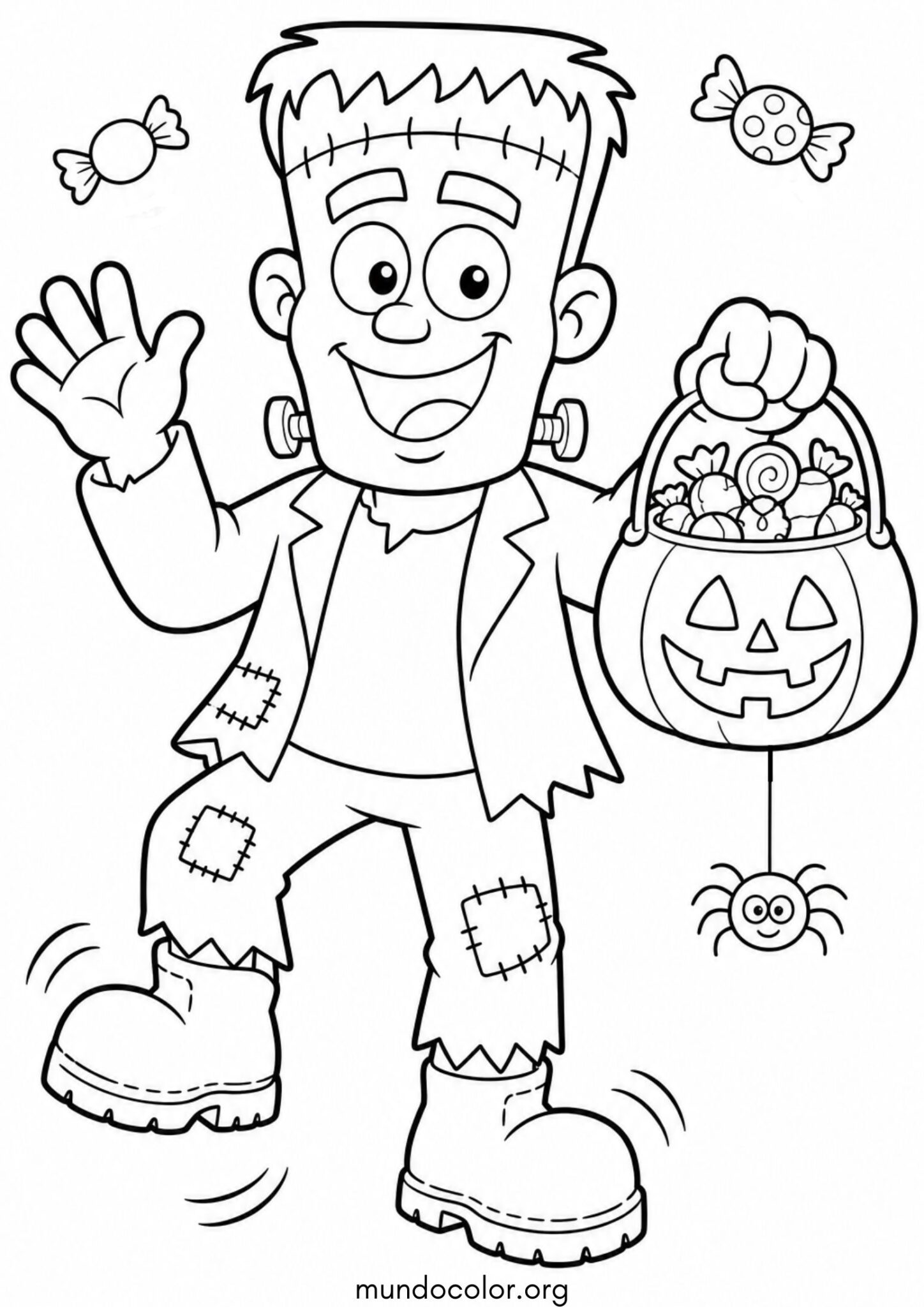 Dibujo de Monstruo de Frankenstein feliz de Halloween para colorear