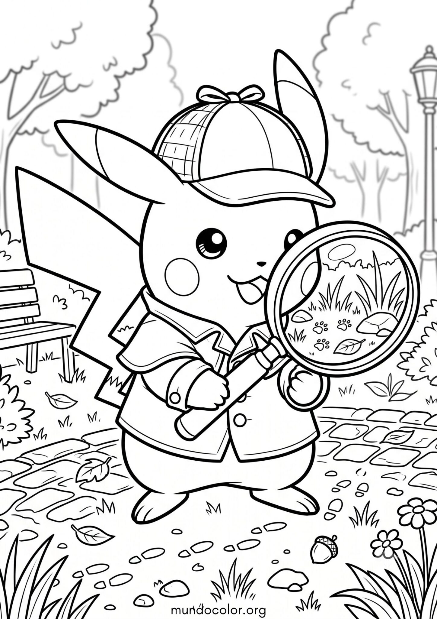 Dibujo de Pikachu detective para imprimir Dibujo de Pikachu detective para colorear