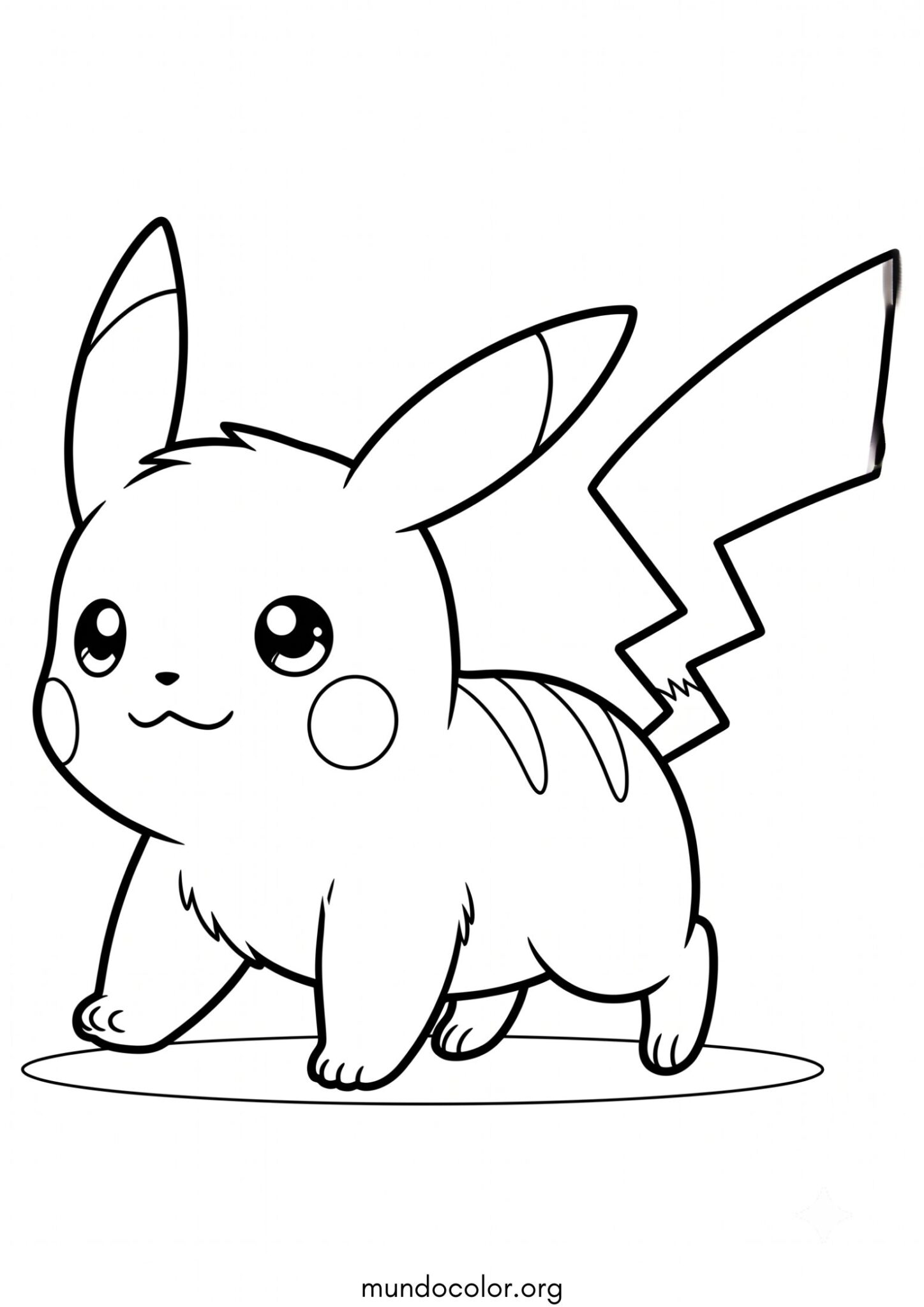 Dibujo de Pikachu en cuatro patas para imprimir Dibujo de Pikachu en cuatro patas para colorear
