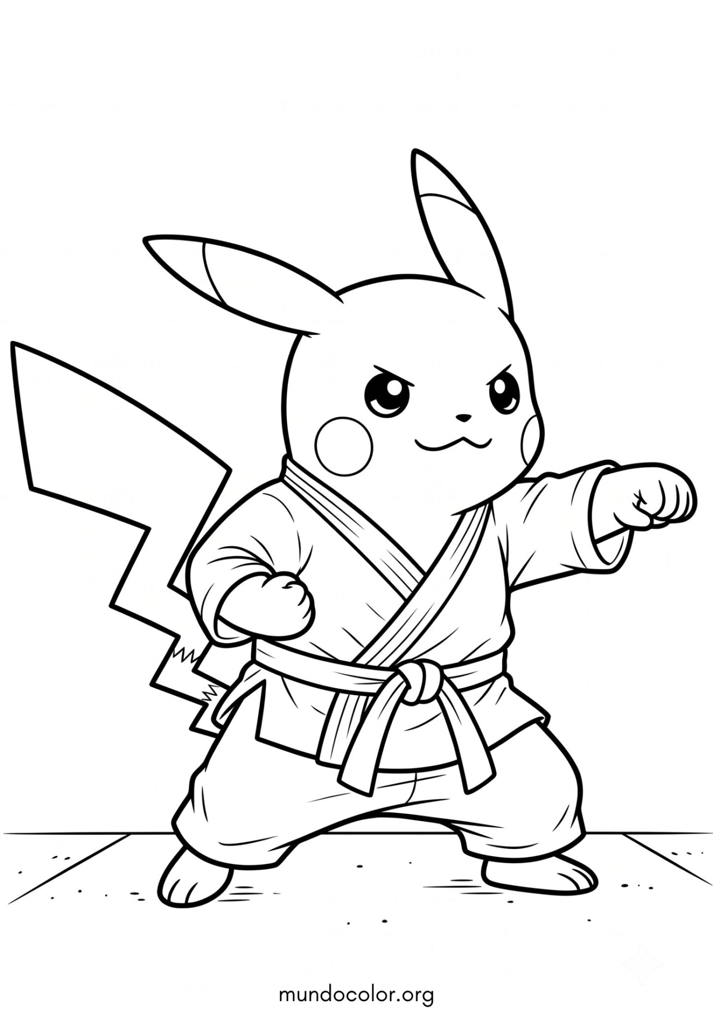 Dibujo de Pikachu karateca para imprimir Dibujo de Pikachu karateca para colorear