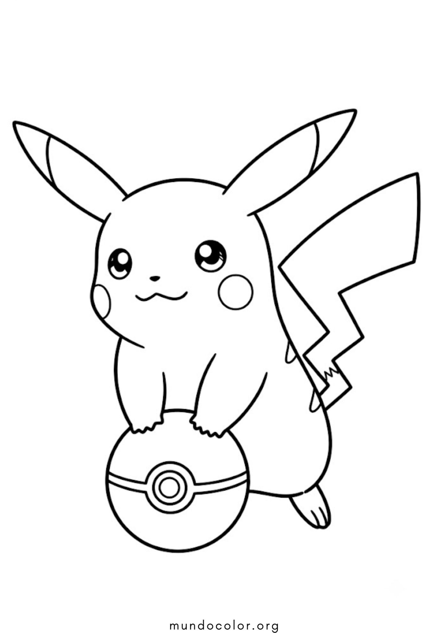 Dibujo de Pikachu y una Poké Ball para imprimir Dibujo de Pikachu y una Poké Ball para colorear