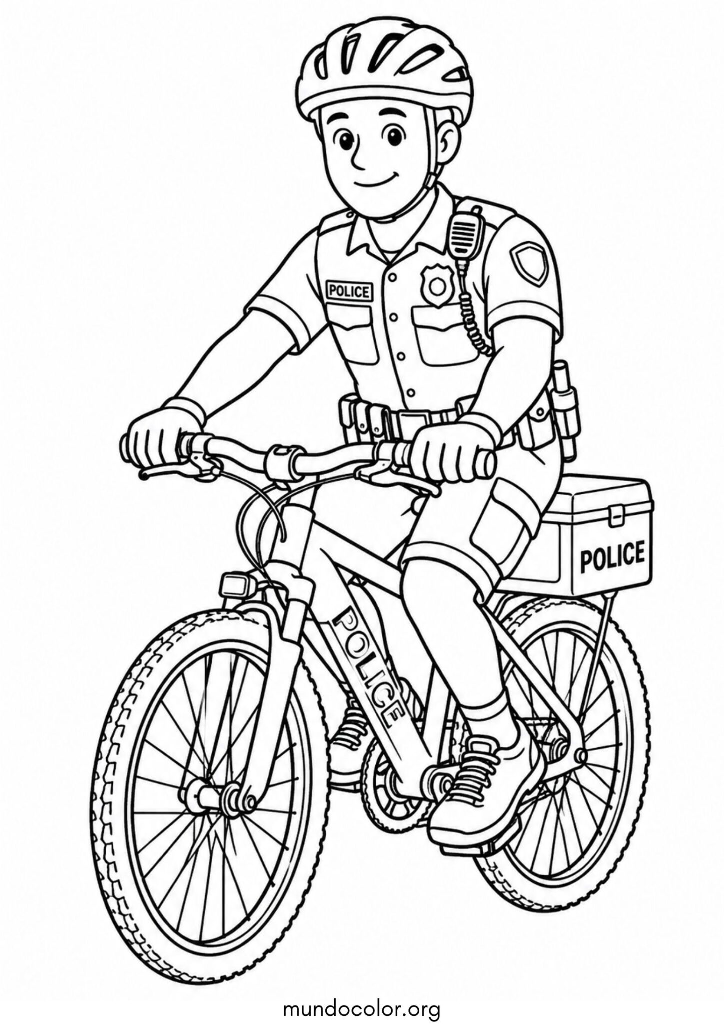 Dibujo de Policía en bicicleta para imprimir Dibujo de Policía en bicicleta para colorear