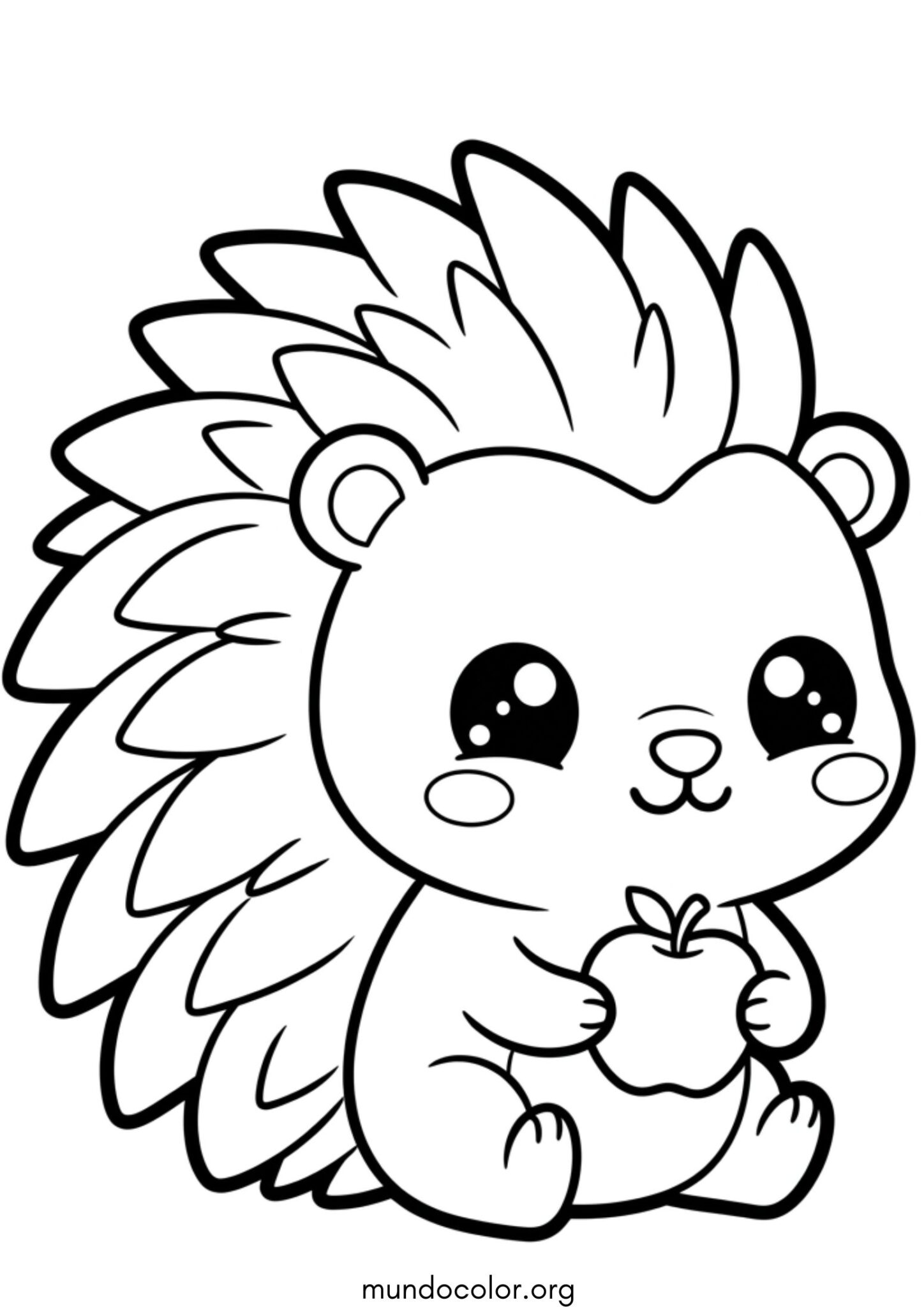 Dibujo de Puercoespín kawaii para colorear