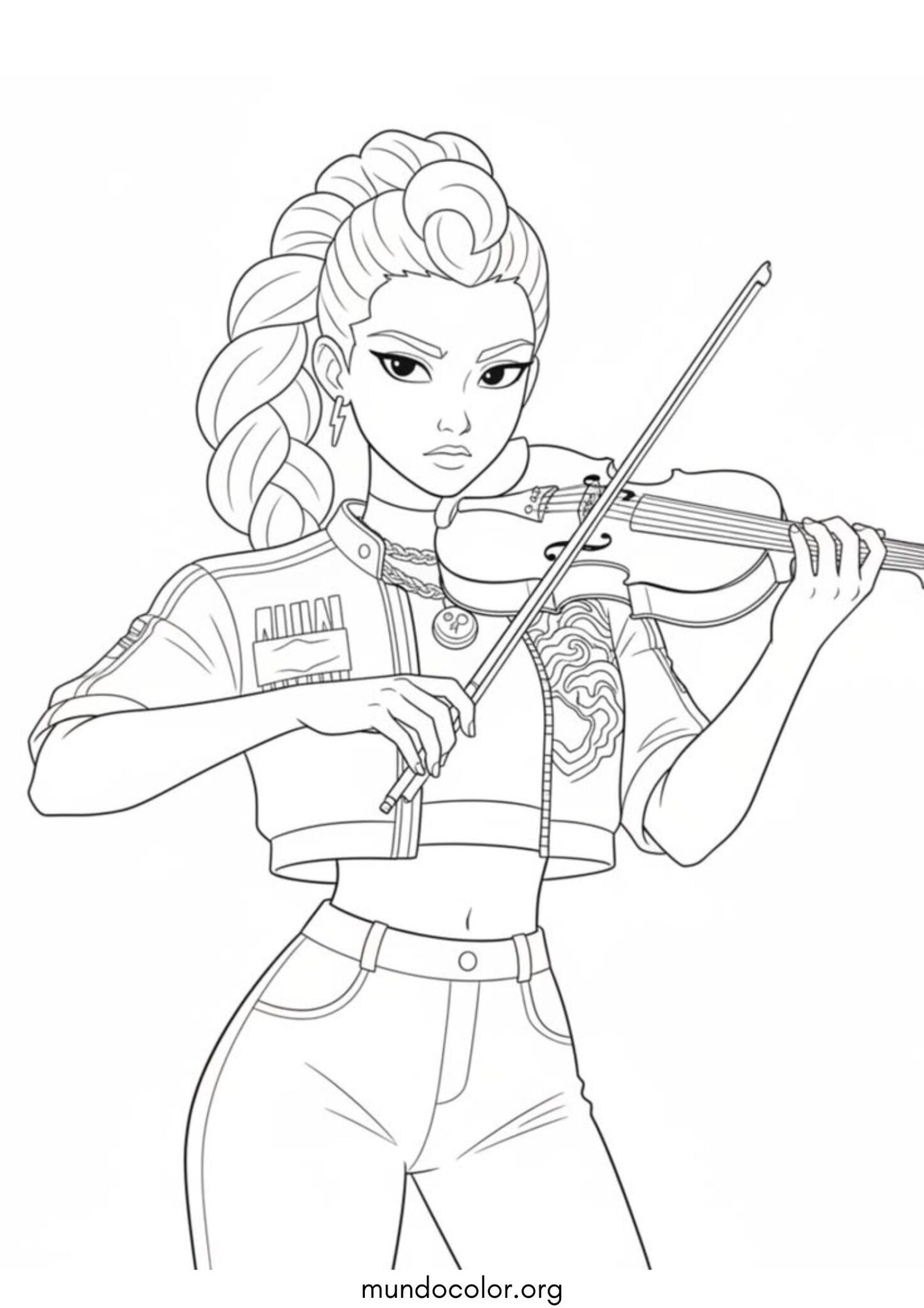 Dibujo de Rumi con violín (K-Pop: Cazadores de demonios) para colorear