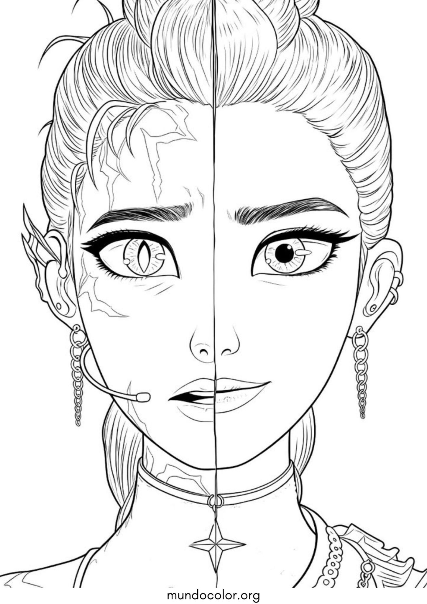 Dibujo de Rumi en forma humana и demoníaca (K-Pop: Cazadores de demonios) para colorear