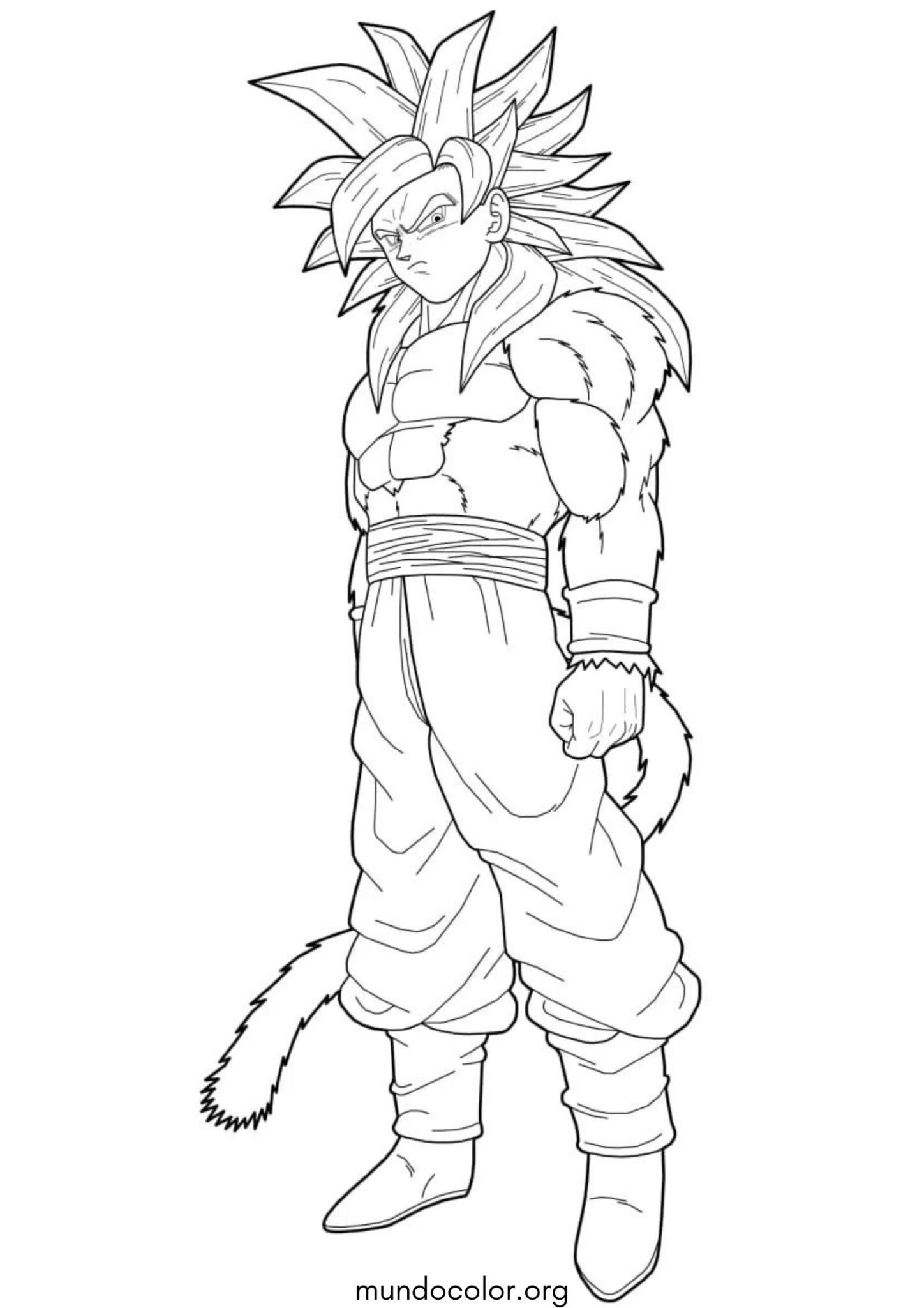 Son Goku en su forma Super Saiyan 4 (Dragon Ball) para imprimir y pintar Dibujo de Son Goku en su forma Super Saiyan 4 (Dragon Ball) para colorear