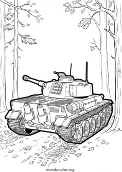 Tanque de guerra en el bosque