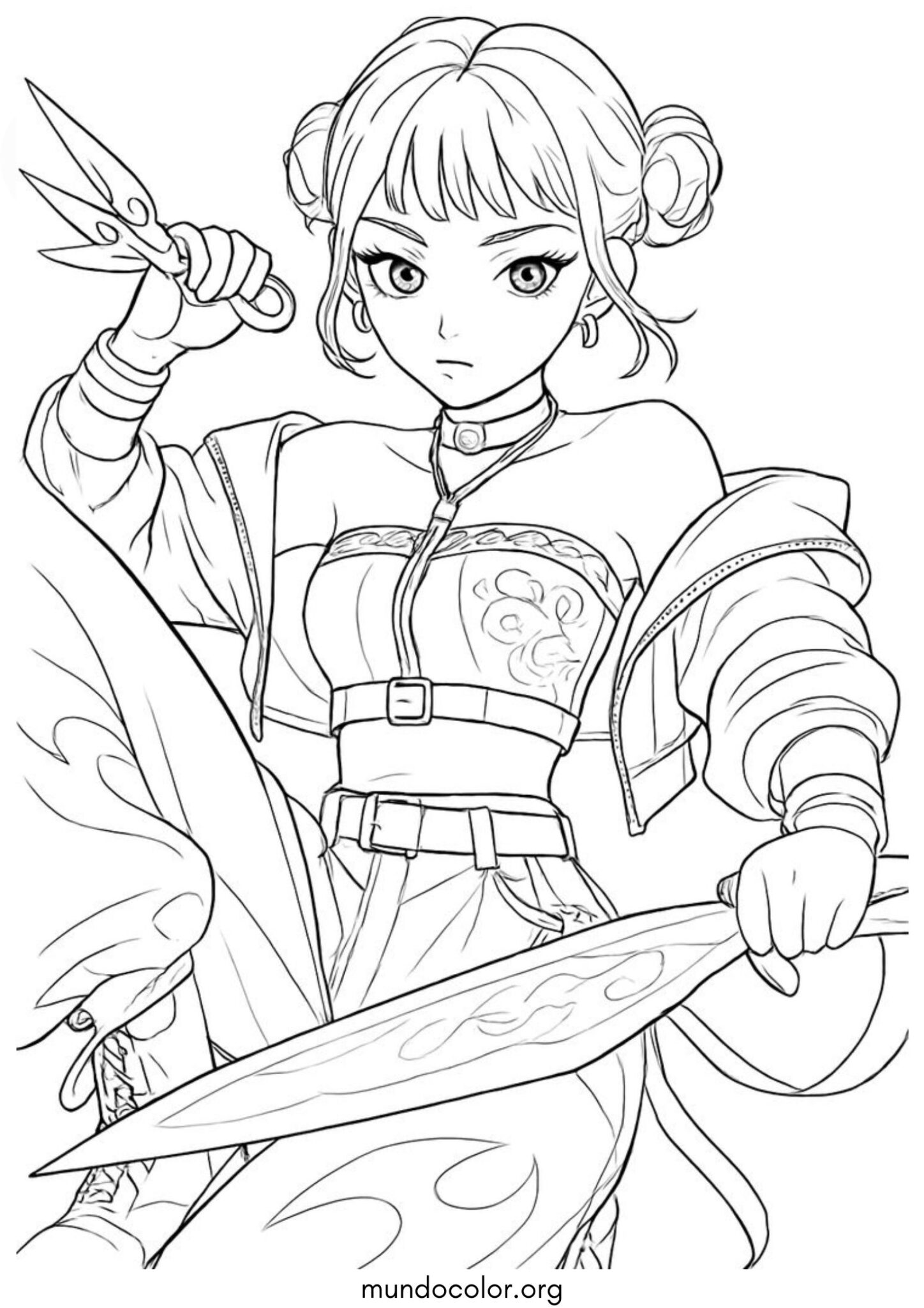 Dibujo de Zoe con espadas (K-Pop: Cazadores de demonios) para colorear