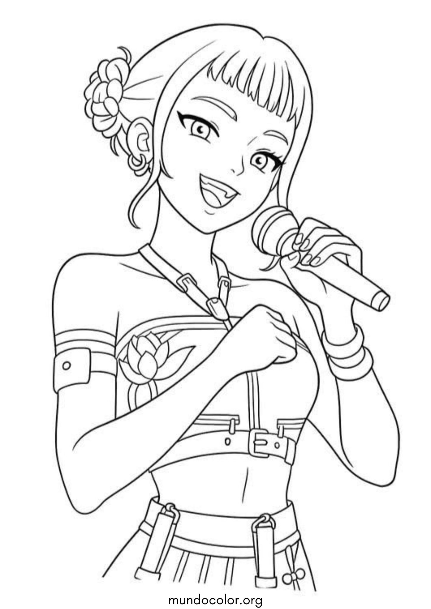 Dibujo de Zoe con micrófono (K-Pop: Cazadores de demonios) para colorear