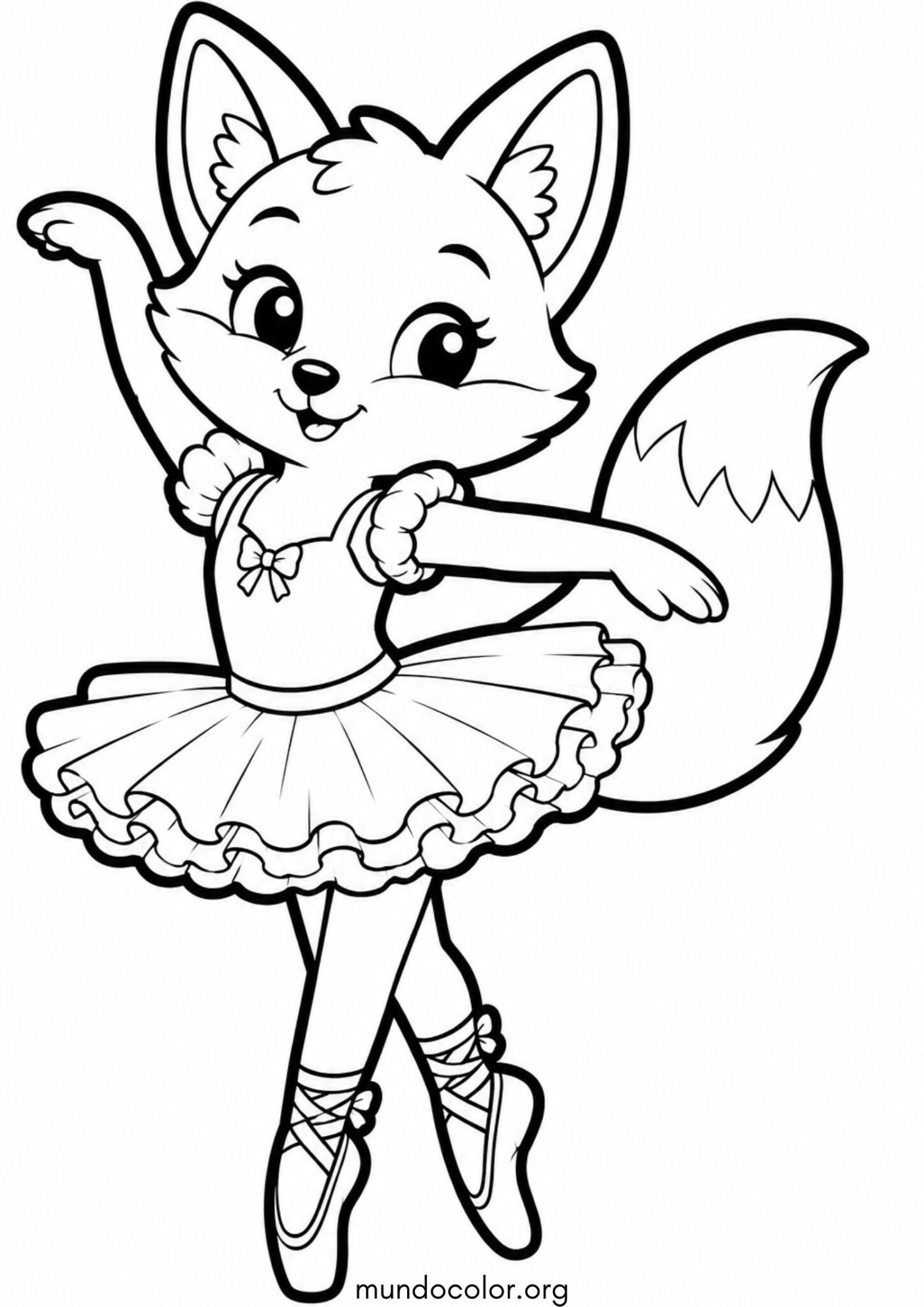 Dibujo de Zorro bailarina de ballet para colorear