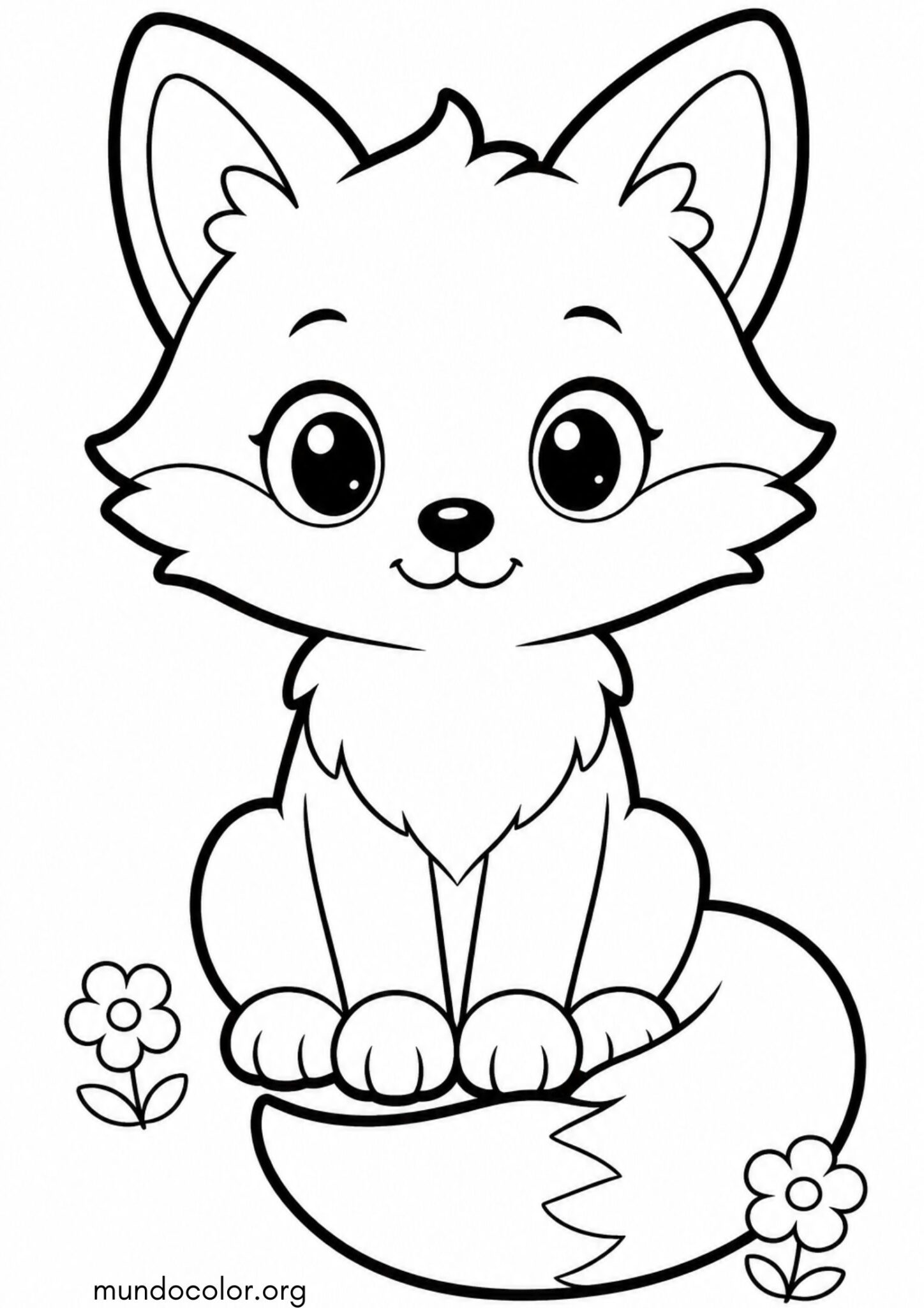 Dibujo de Zorro tierno y lindo para colorear
