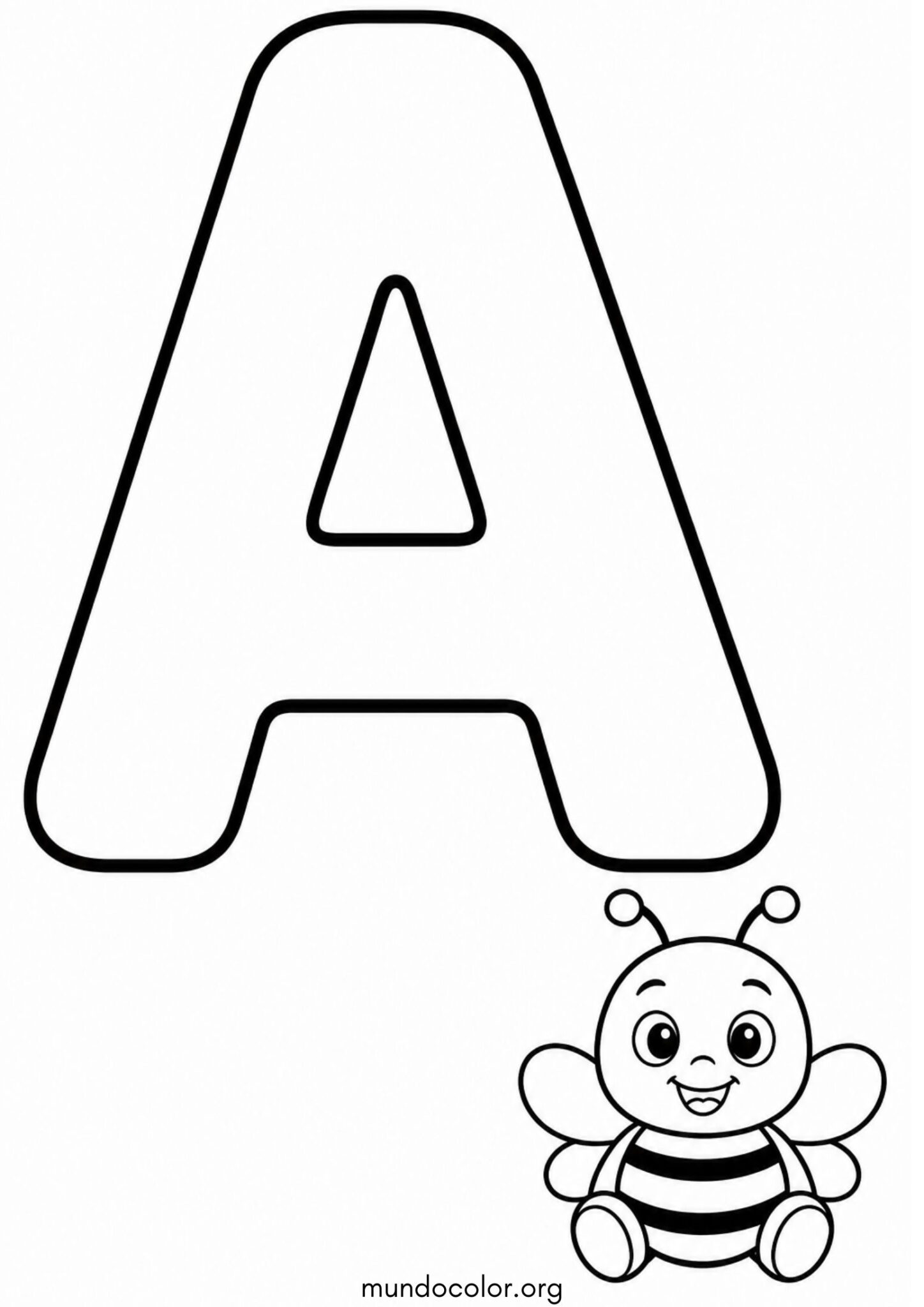 A — Abeja para imprimir y pintar Dibujo de A — Abeja para colorear