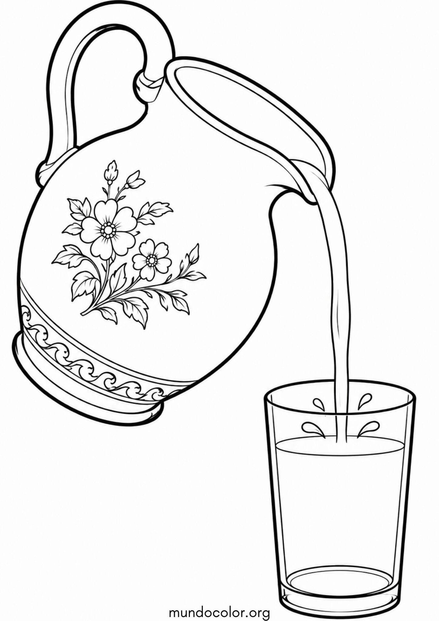 Dibujo de Agua cayendo de una jarra para colorear