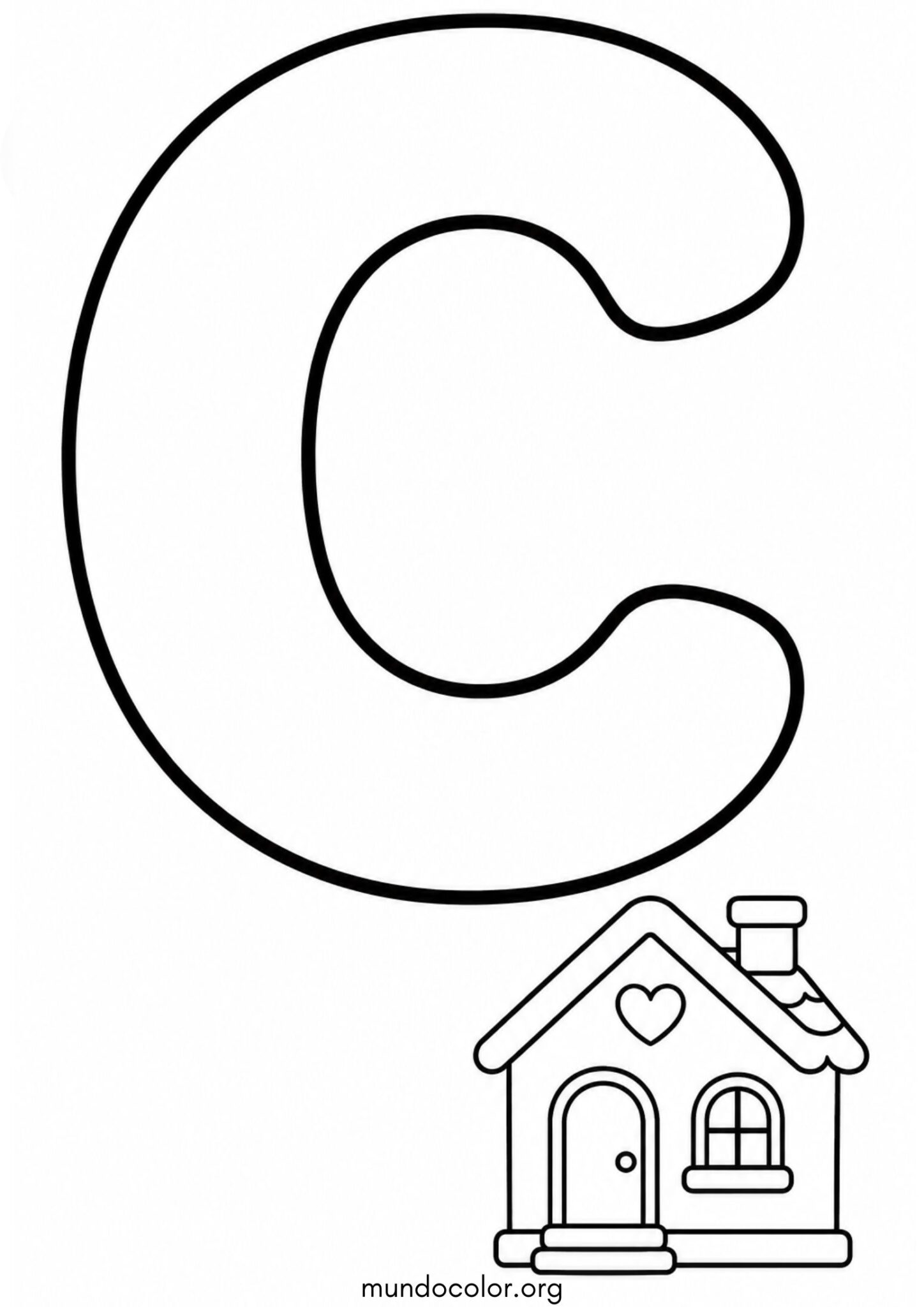 C — Casa (Letras del alfabeto español) para imprimir y pintar Dibujo de C — Casa (Letras del alfabeto español) para colorear