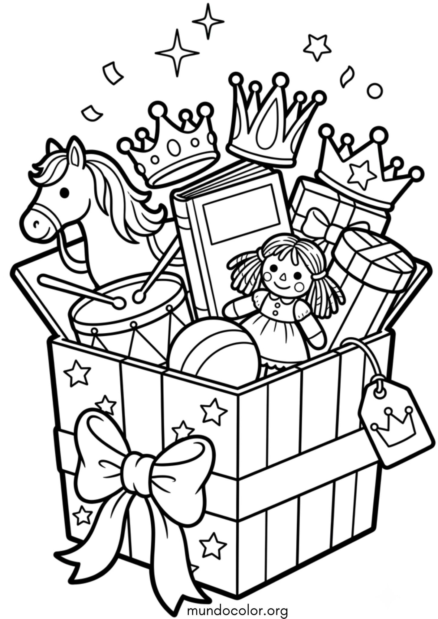 Dibujo de Caja de regalos de los Reyes Magos para imprimir Dibujo de Caja de regalos de los Reyes Magos para colorear
