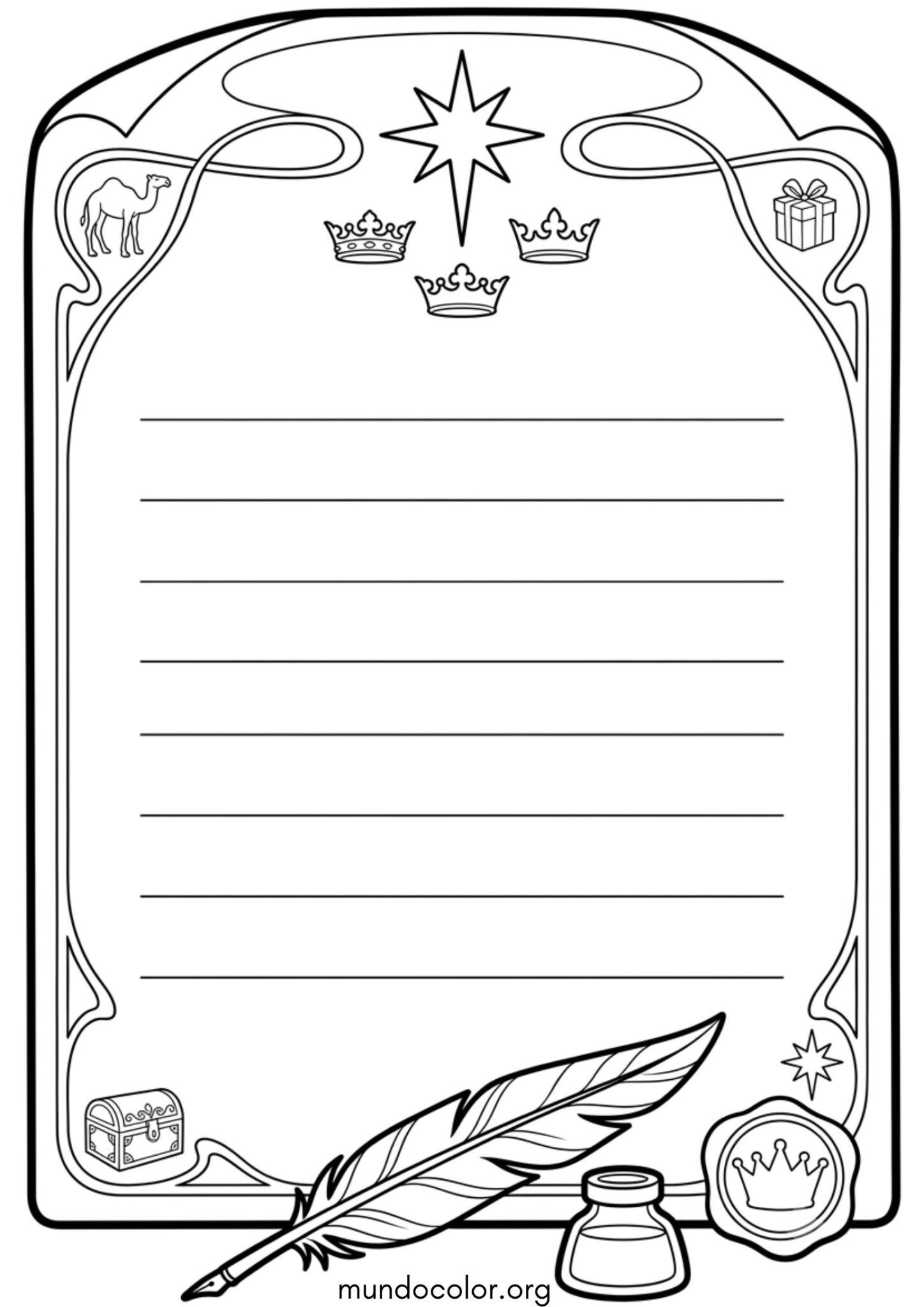 Dibujo de Carta a los Reyes Magos para imprimir Dibujo de Carta a los Reyes Magos para colorear