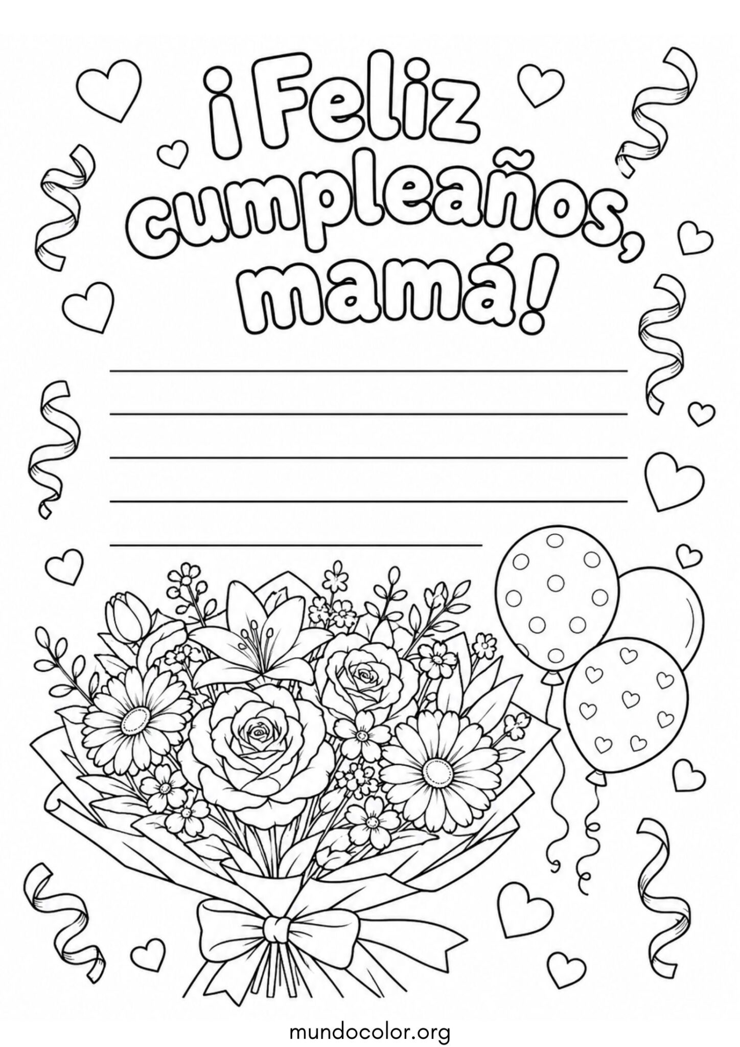 Dibujo de Cartel de ¡Feliz Cumpleaños Mamá! para colorear