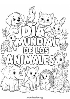 Cartel del Día Mundial de los Animales con letras grandes