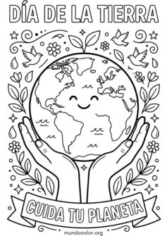 Día de la Tierra – Cartel del Día de la Tierra con la frase «Cuida tu planeta»