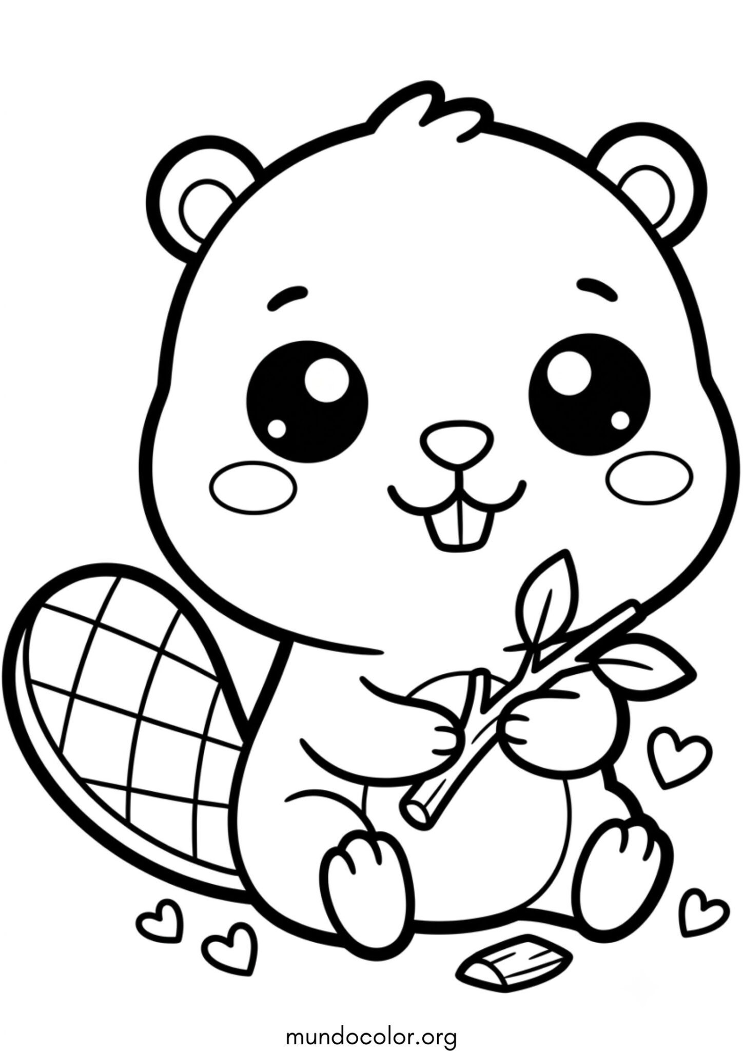 Dibujo de Castor kawaii para colorear