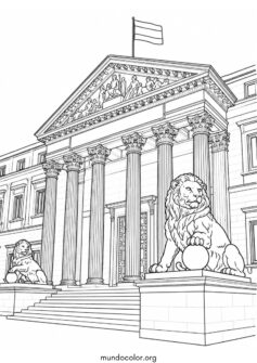 Congreso de los Diputados de Madrid y sus leones de bronce
