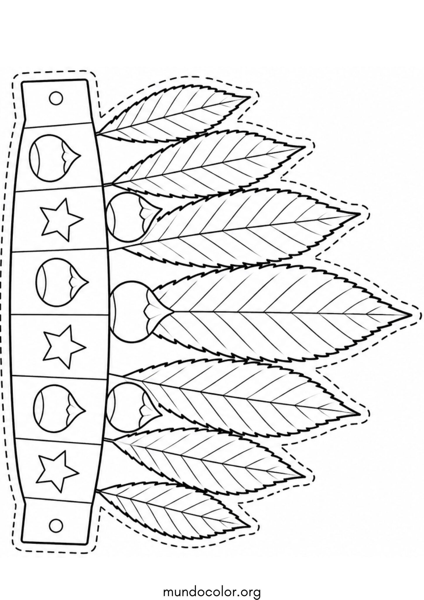 Dibujo de Fiesta de la Castaña – Corona de hojas de castaño para colorear y recortar para colorear