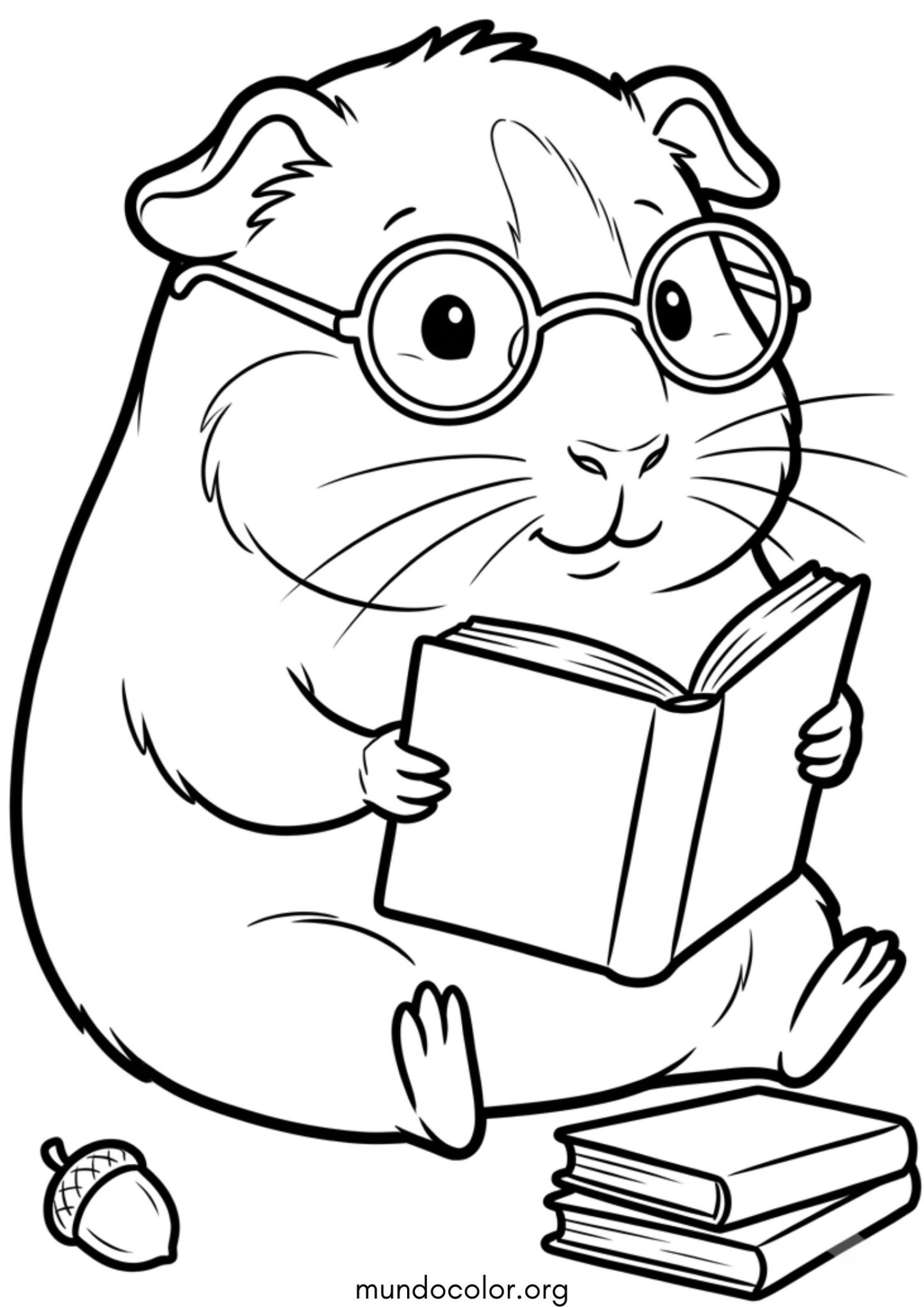 Dibujo de Cuye con gafas y un libro para colorear