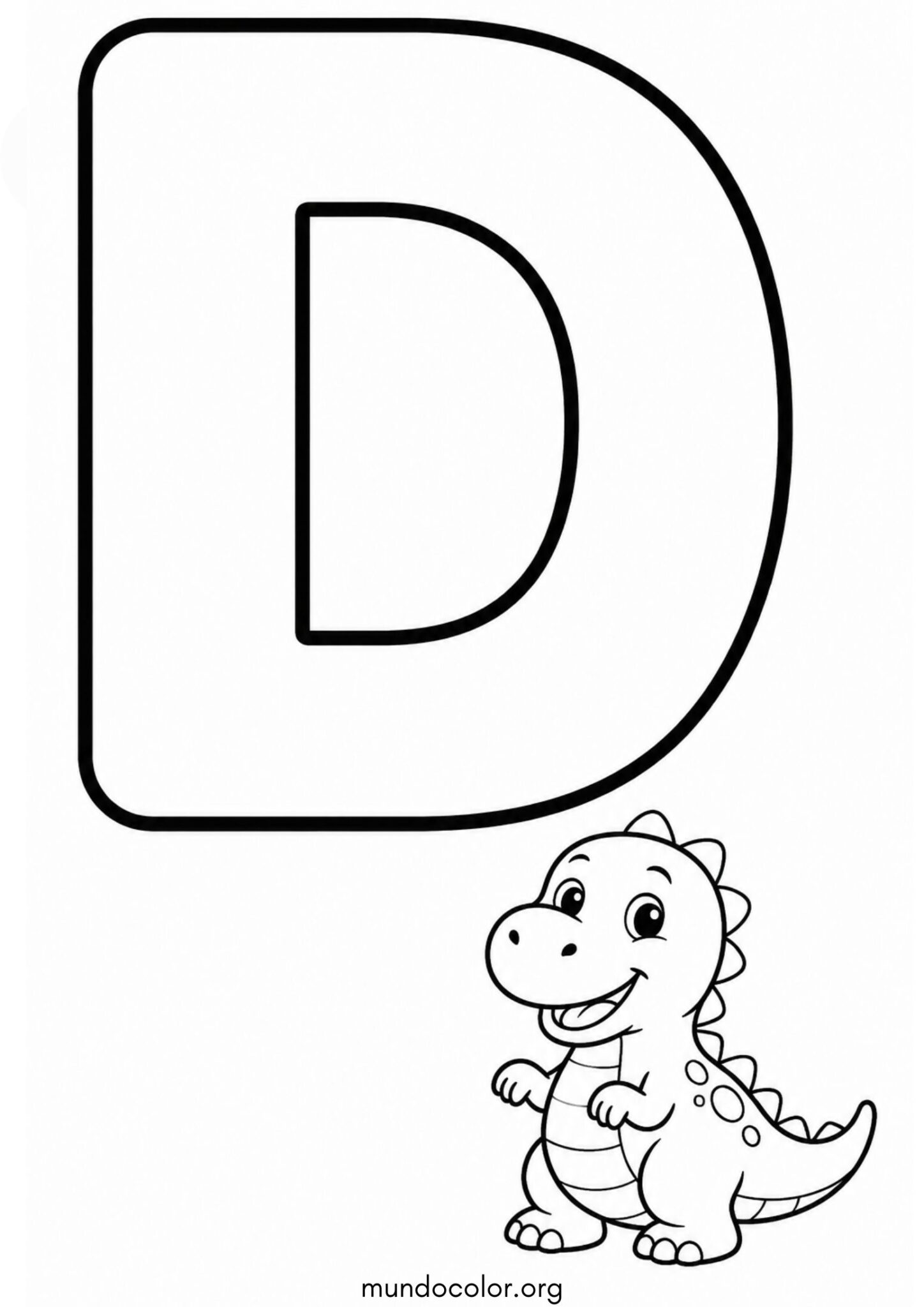 D — Dinosaurio (Letras del alfabeto español) para imprimir y pintar Dibujo de D — Dinosaurio (Letras del alfabeto español) para colorear