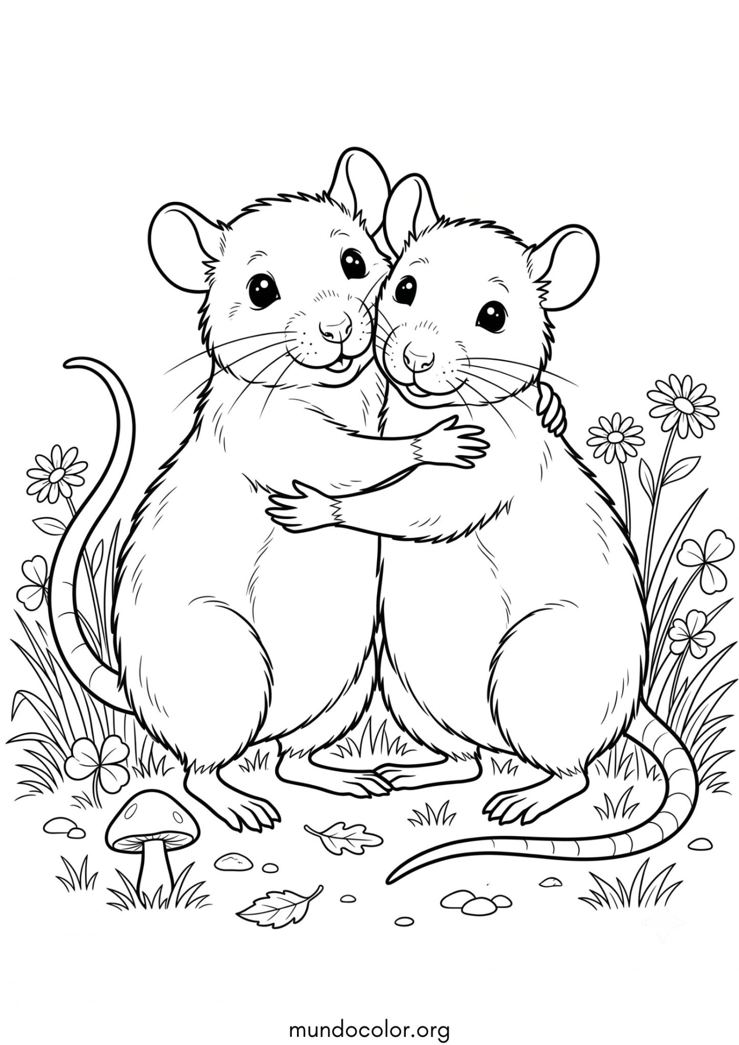Dibujo de Dos ratitas amigas para colorear