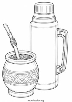 El mate tradicional argentino con bombilla y termo
