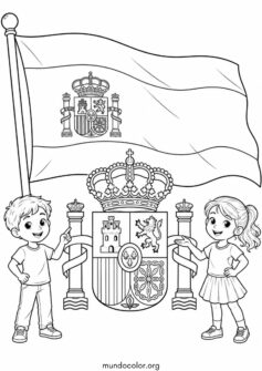 Escudo y bandera de España para niños