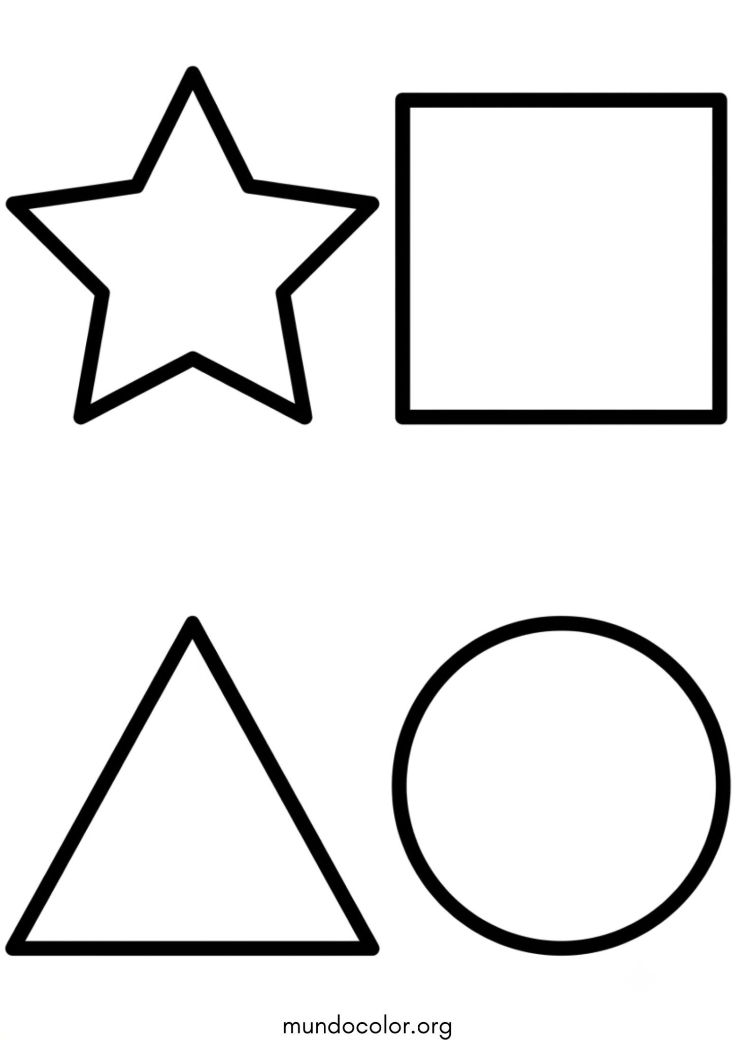 Dibujo de Figuras geométricas – Estrella, cuadrado, triángulo y círculo para colorear