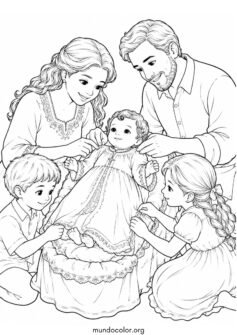Día de la Candelaria y Tamales – Familia vistiendo la figura del Niño Dios con ropitas blancas