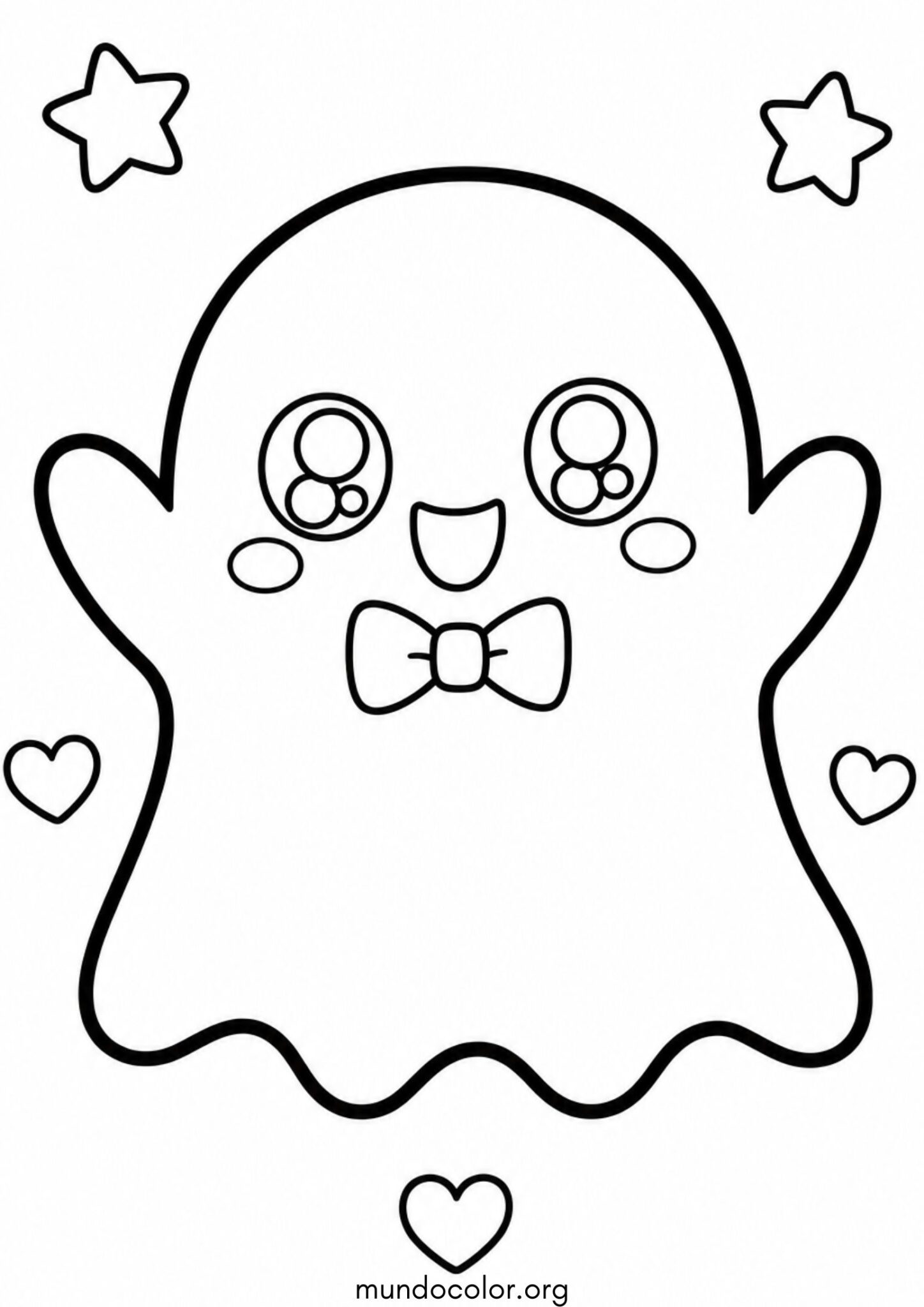 Dibujo de Fantasma kawaii para imprimir Dibujo de Fantasma kawaii para colorear