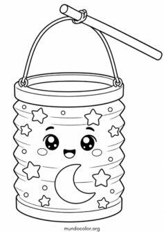 Farolillo de San Martín estilo kawaii con carita feliz