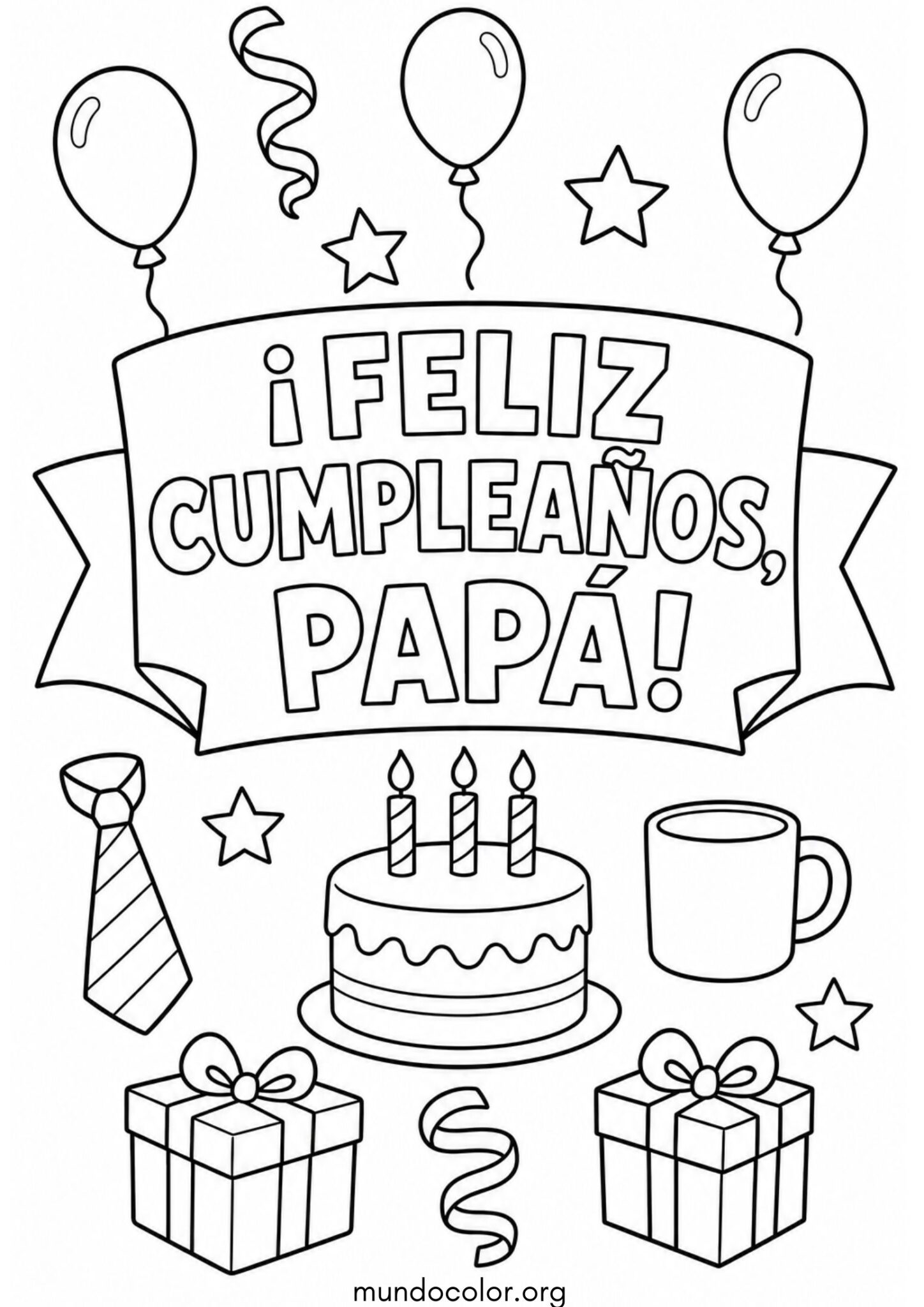 Dibujo de Cartel de ¡Feliz Cumpleaños Papá! para colorear