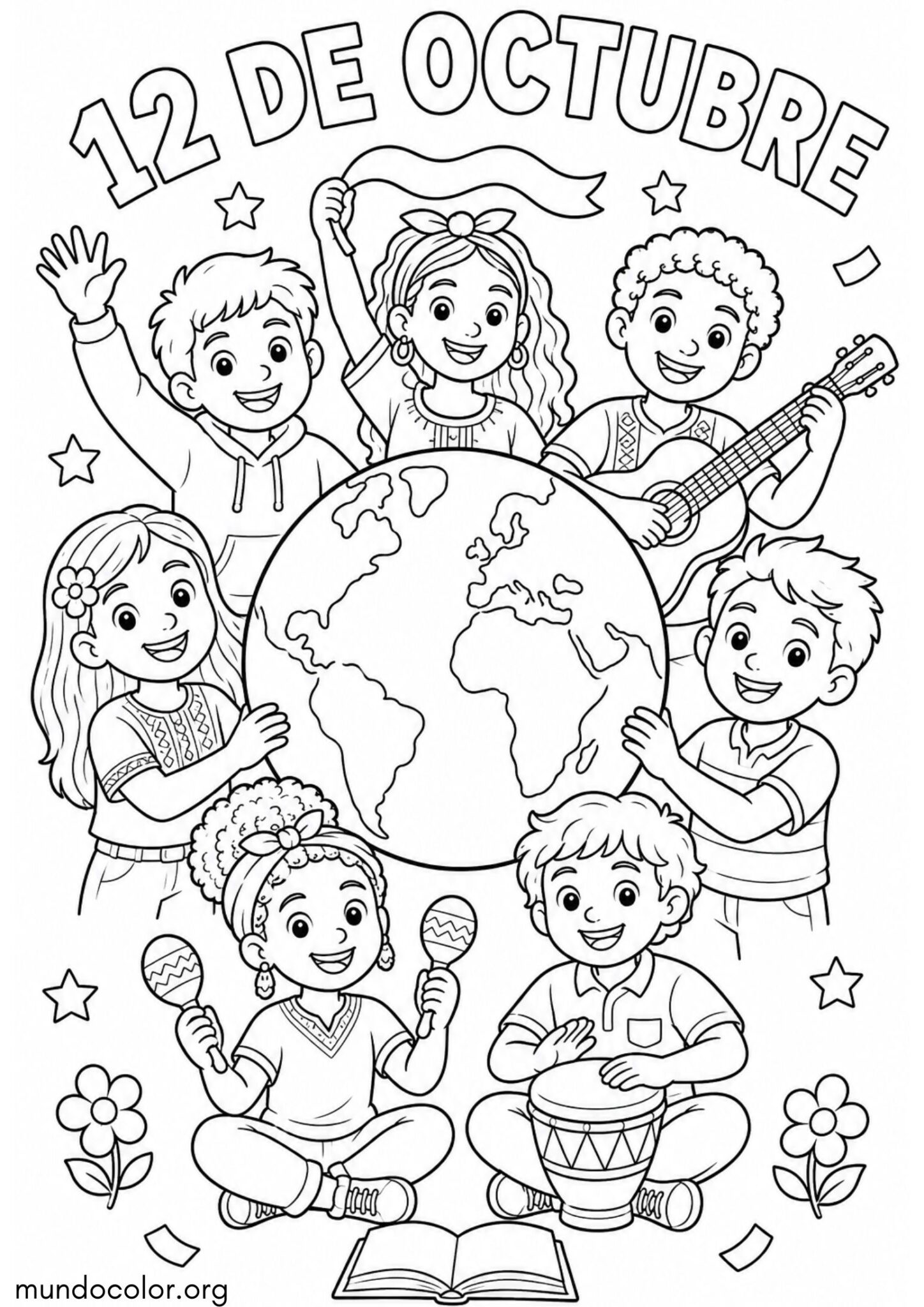 Dibujo de Fiesta de la Hispanidad – 12 de octubre para imprimir Dibujo de Fiesta de la Hispanidad – 12 de octubre para colorear