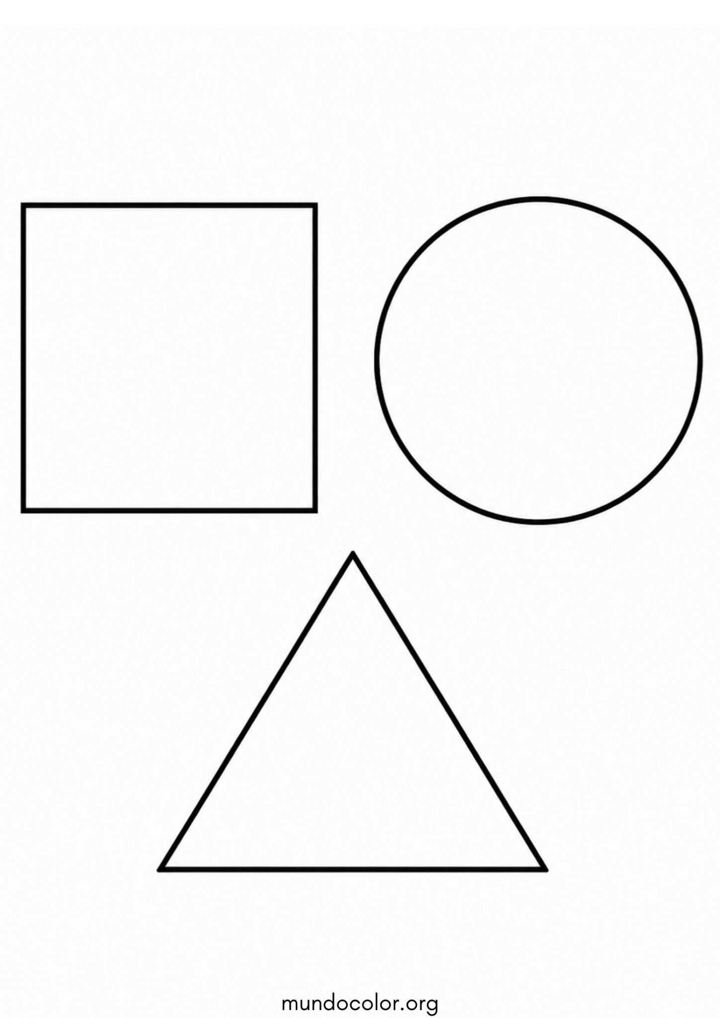 Dibujo de Figuras geométricas – Cuadrado, círculo y triángulo para colorear