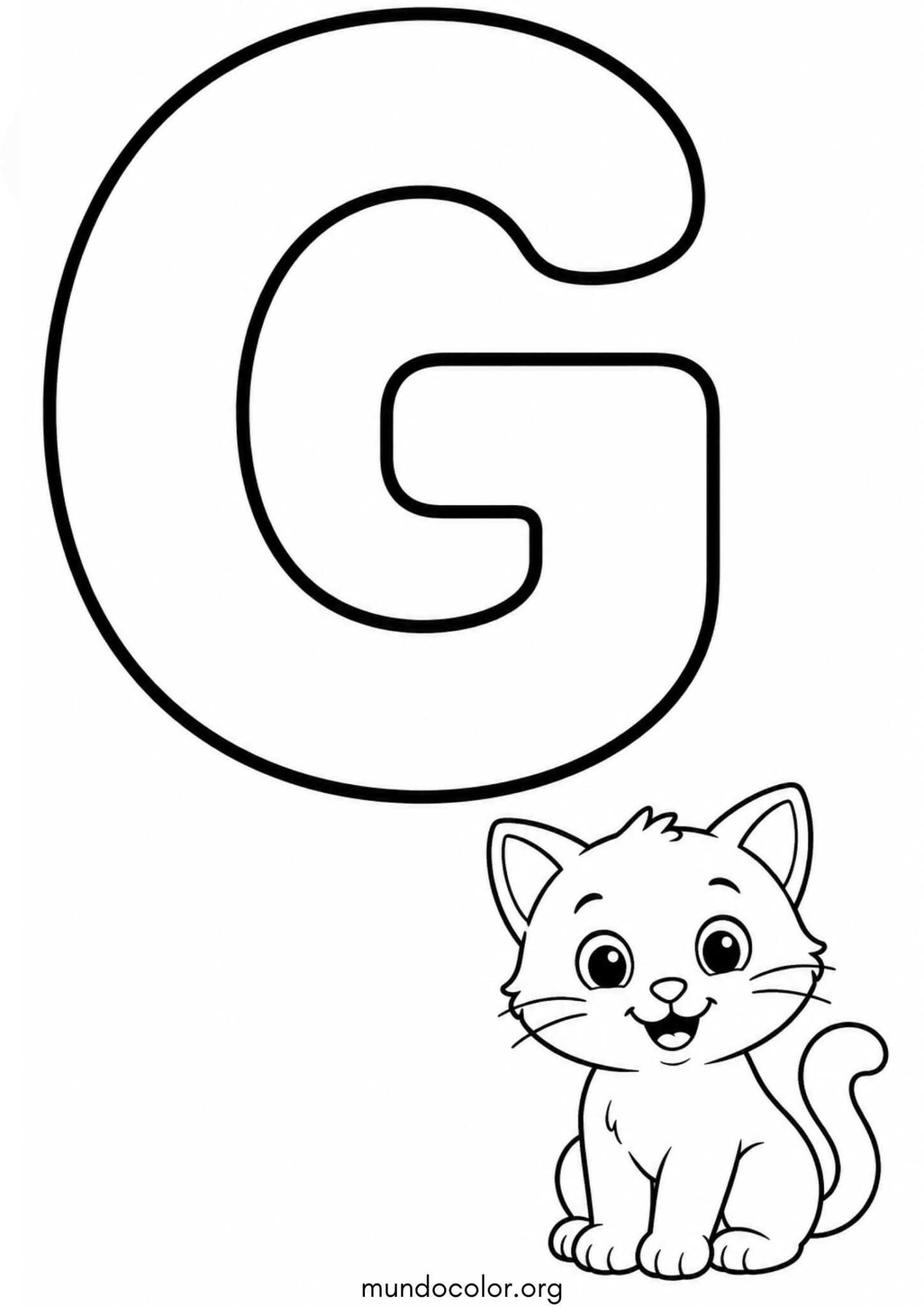 G — Gato (Letras del alfabeto español) para imprimir y pintar Dibujo de G — Gato (Letras del alfabeto español) para colorear