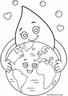 Día Mundial del Agua – Gotita de agua abrazando al planeta Tierra