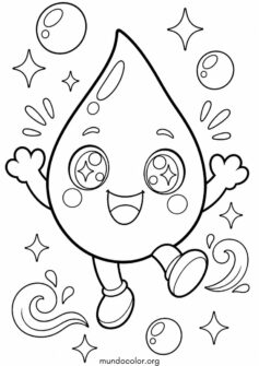 Día Mundial del Agua – Gotita de agua feliz y sonriente estilo kawaii