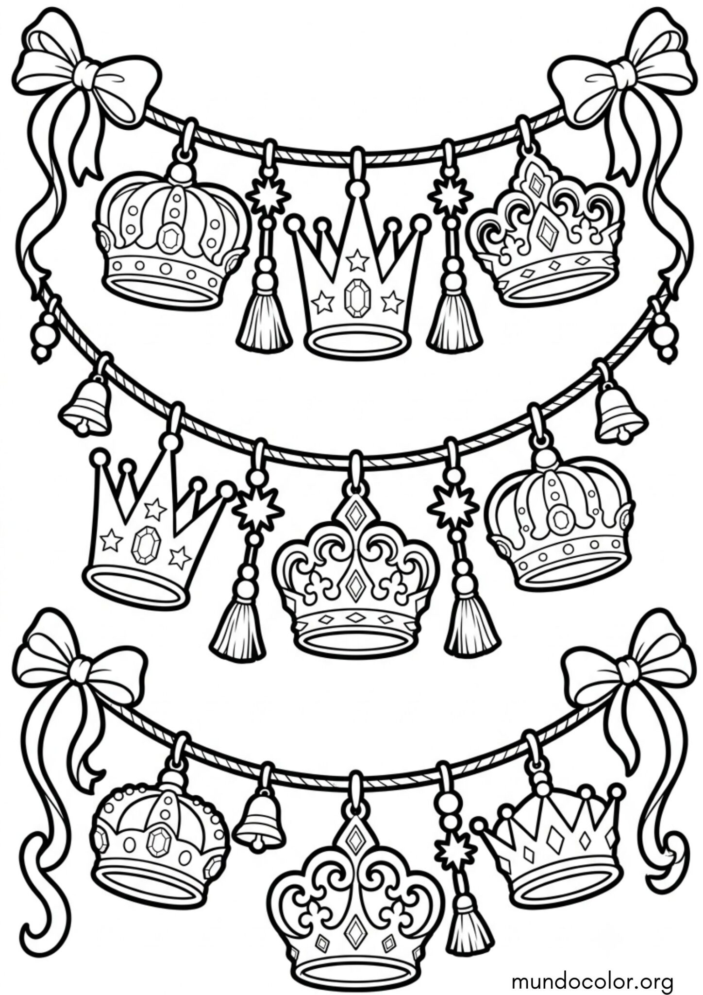 Dibujo de Guirnalda de las Coronas de Reyes para colorear